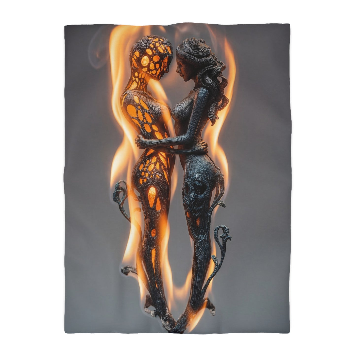 Flame-Woven Couple Microfiber Duvet Cover – Embers of Intimate Surrender