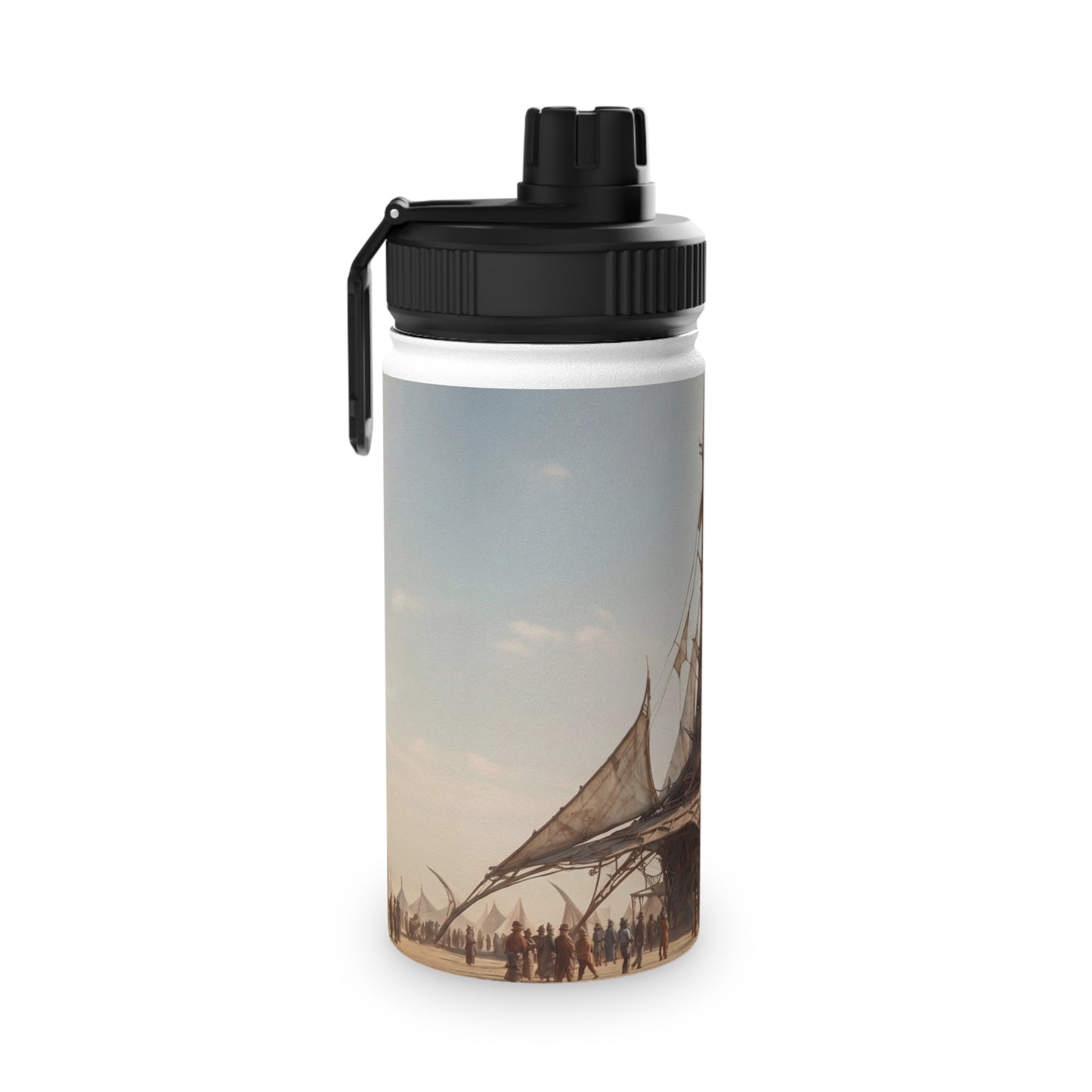 Desert Sky Cathedral Stainless Steel Water Bottle, Sports Lid – Sunlit Aetherium Oasis