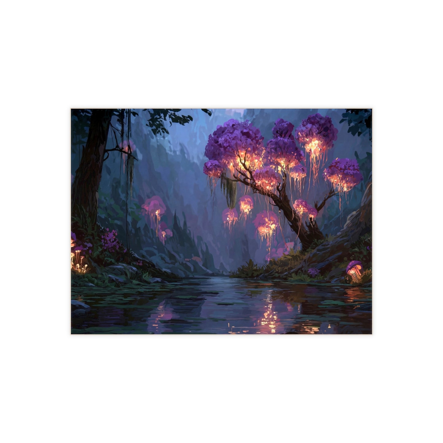 Bioluminescent Grove Ceramic Photo Tile – Whispering Forest at Dusk