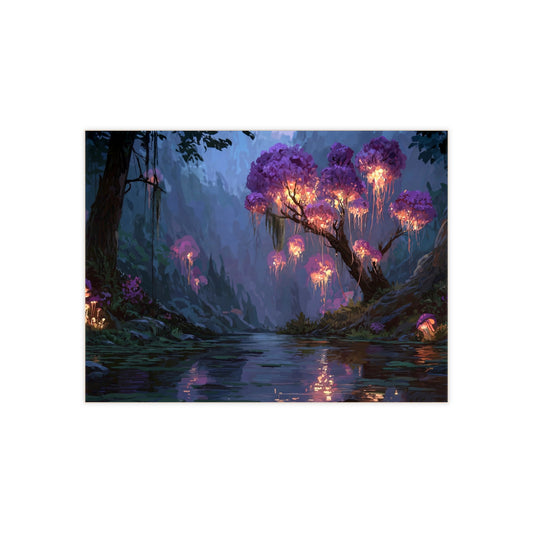 Bioluminescent Grove Ceramic Photo Tile – Whispering Forest at Dusk