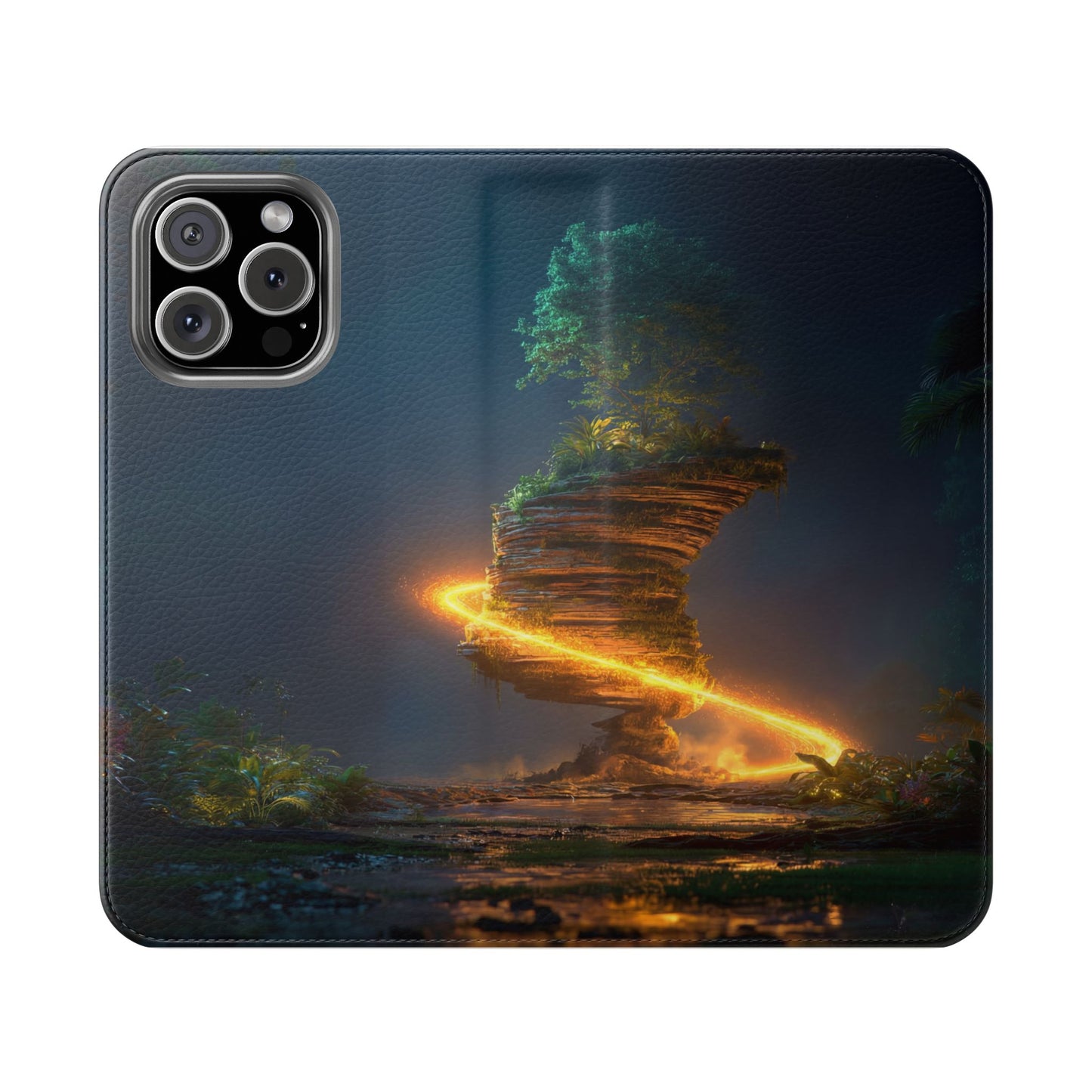 Luminous Floating Island Flip Cases – Amber Twilight Sanctuary