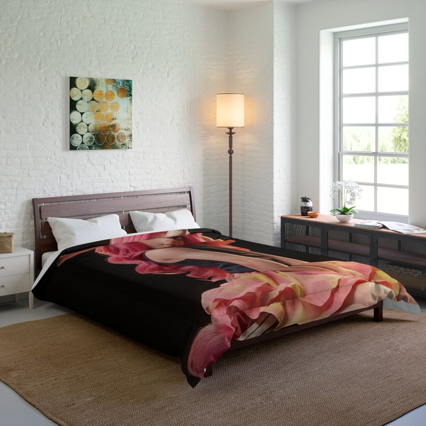 Pink Unicorn Girl Comforter – Whimsical Sunset Dress Design