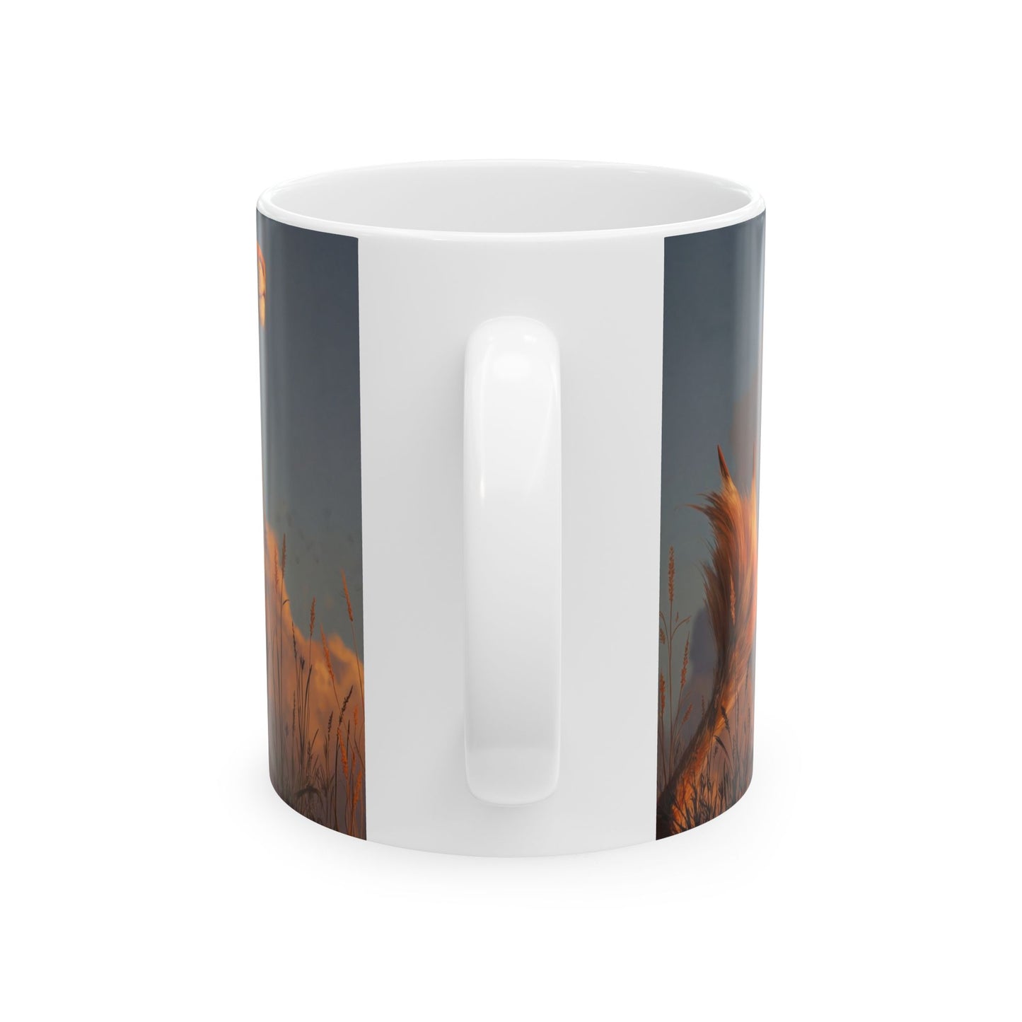 Sunset Sentinel Dragon Ceramic Mug – Warm Ember Glow Design