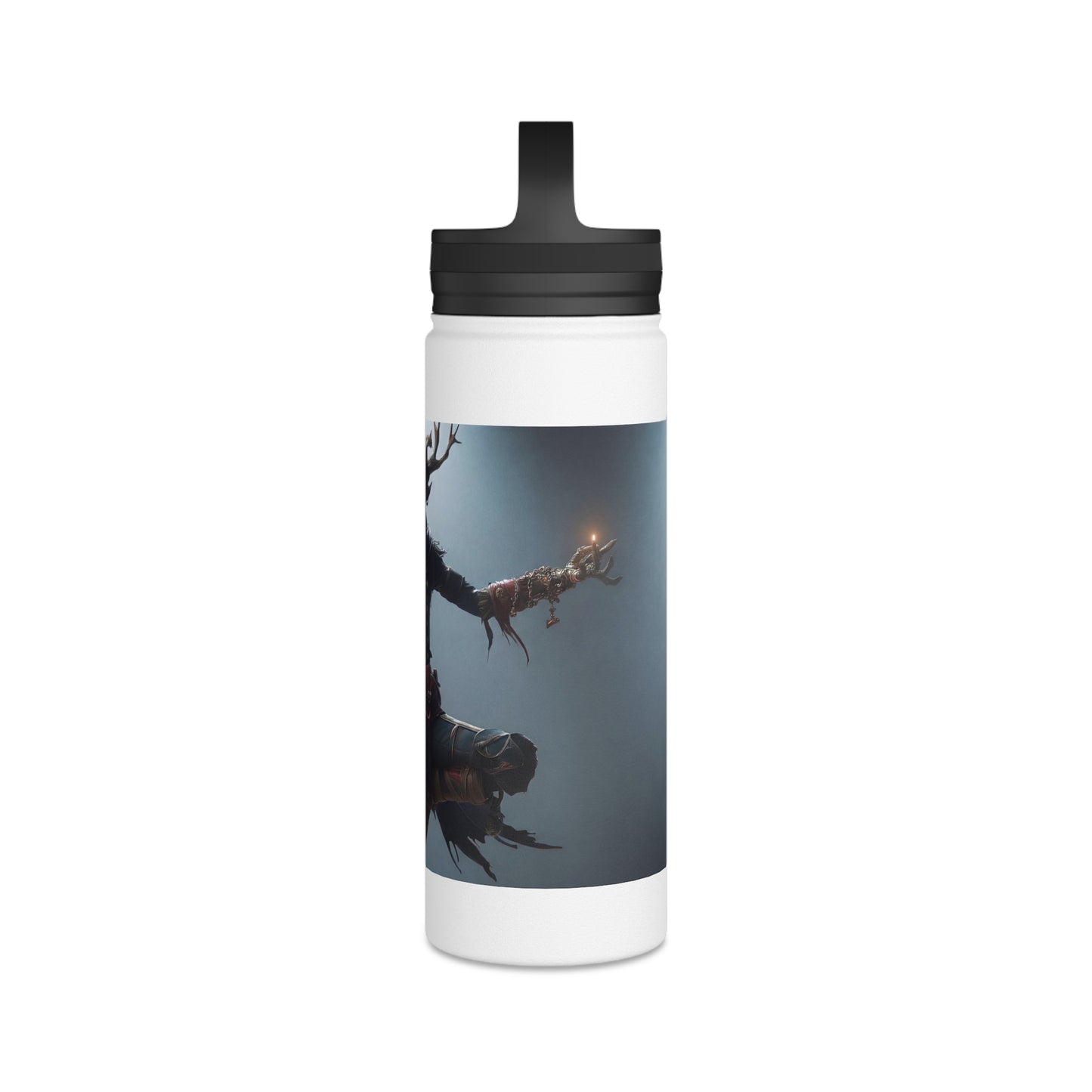 Forest Guardian Meditator Stainless Steel Water Bottle, Handle Lid – Twilight Grove Serenity