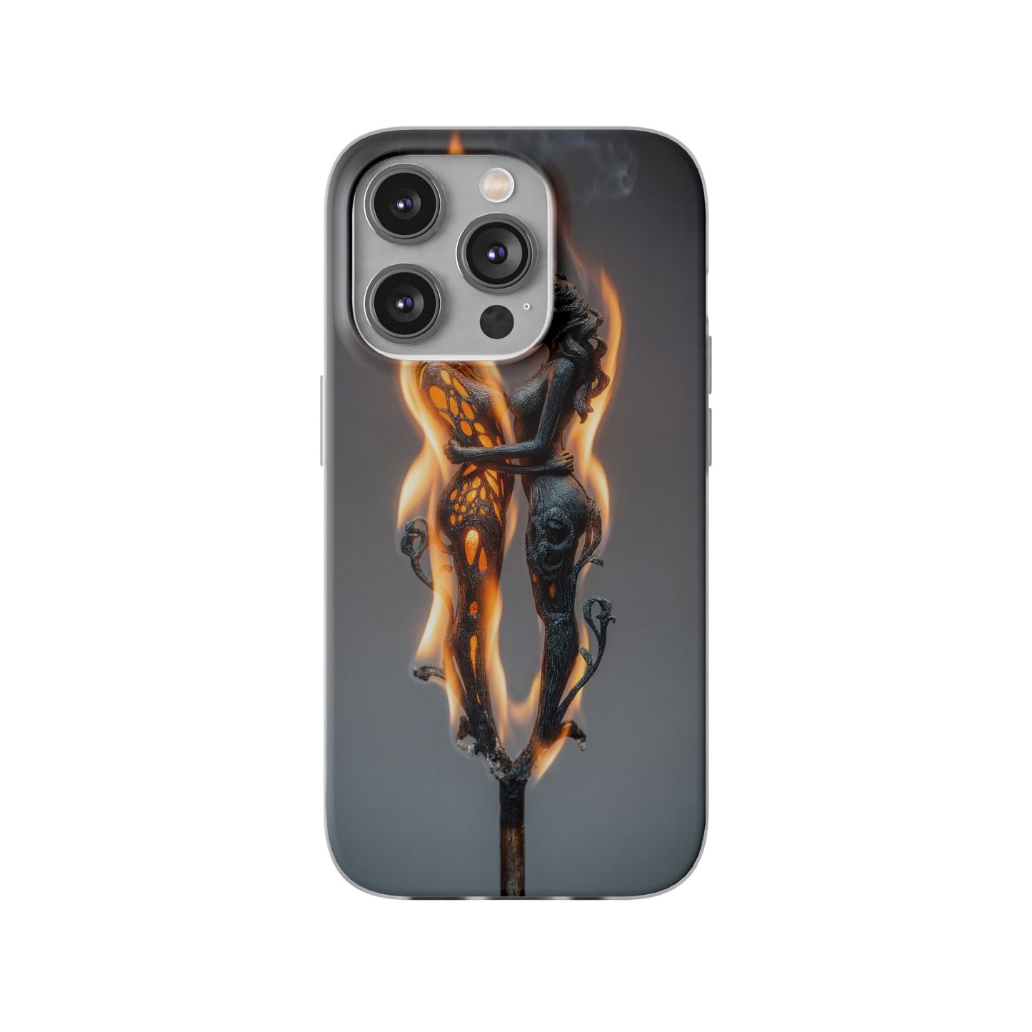 Flame-Embraced Lovers Flexi Cases – Intimate Glow Within the Fire