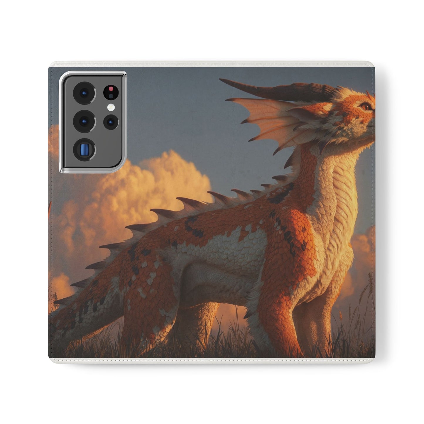 Gilded Dragon Flip Cases – Amber Sunset Guardian