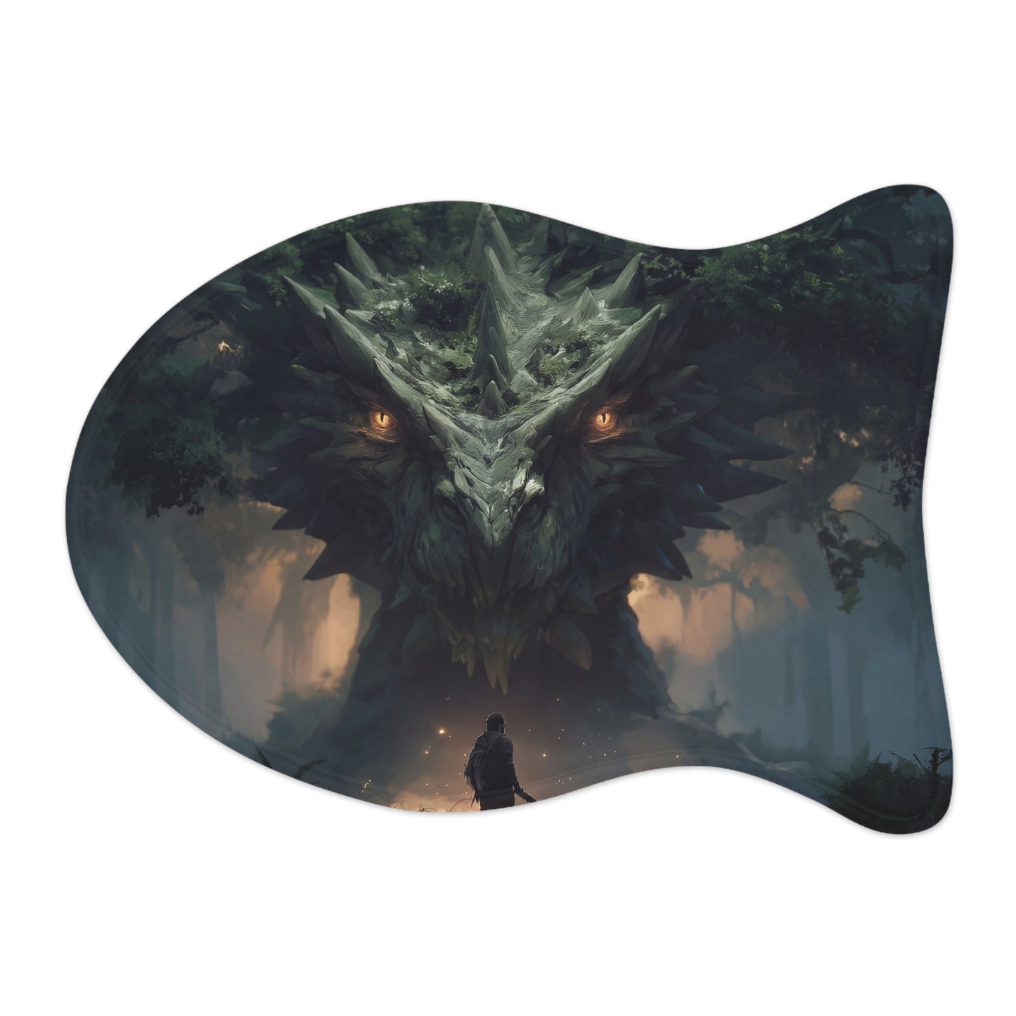 Ancient Dragon Sentinel Pet Feeding Mats – Moss-Grown Forest Guardian