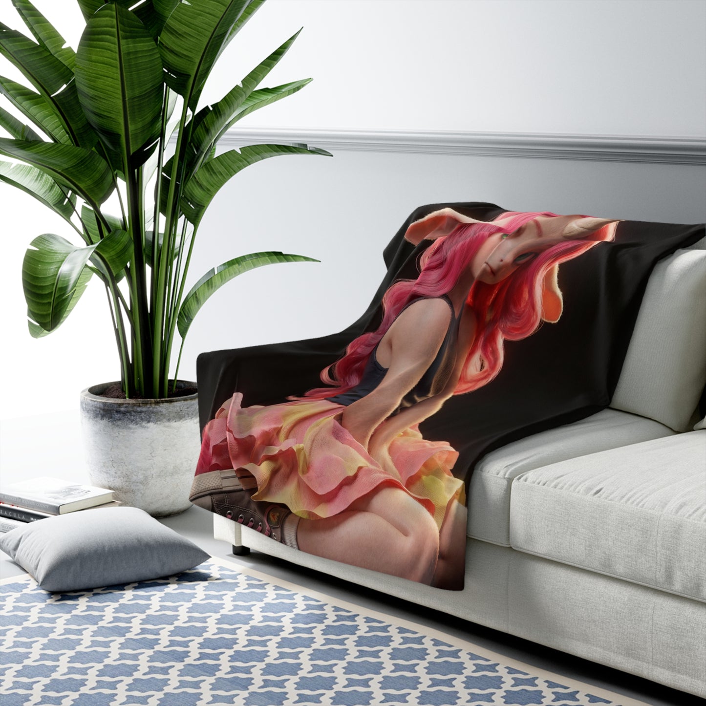 Pink Horned Unicorn Sherpa Fleece Blanket – Neon Mane and Ruffled Skirt Cozy Wrap