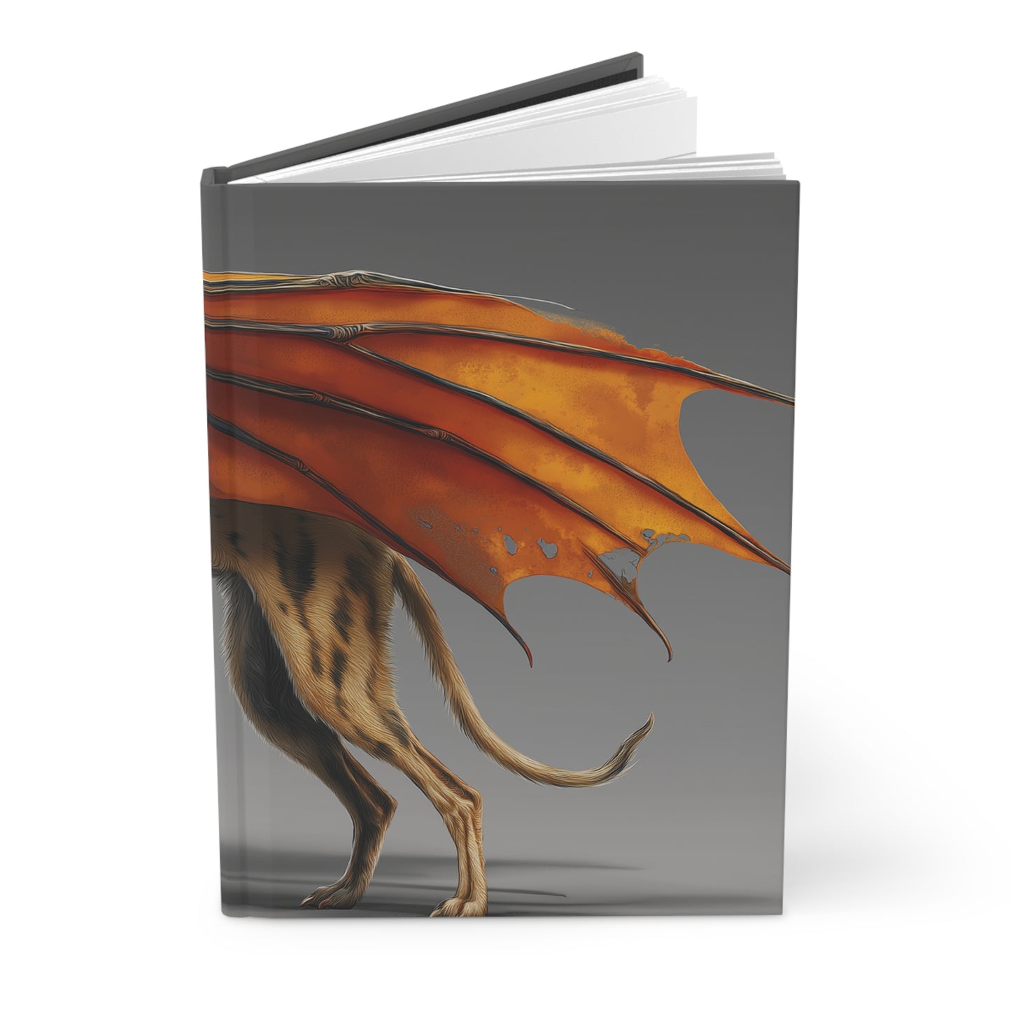 Winged Greyhound Journal Matte – Amber Dragon Wings and Leather Harness