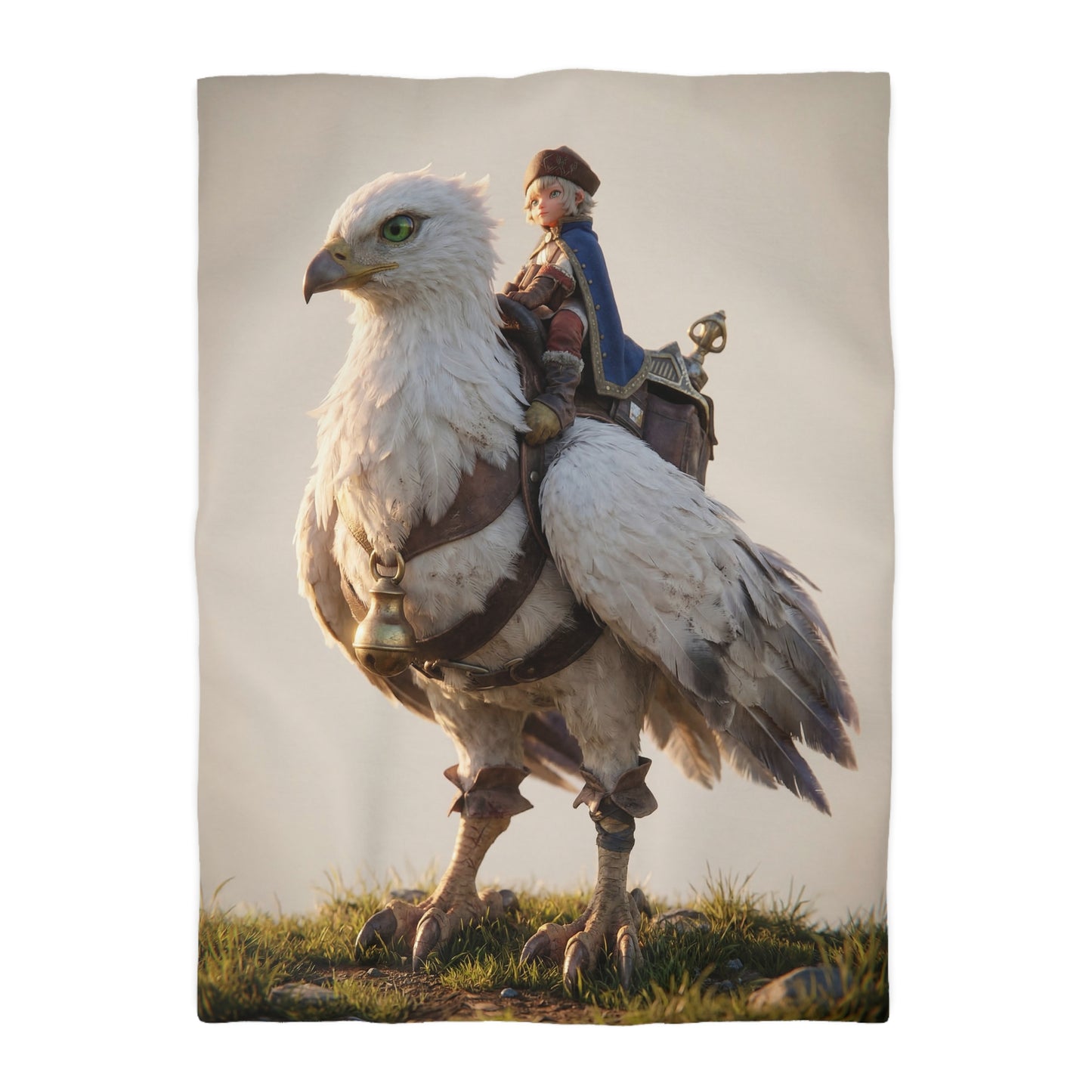 White Hawk Rider Microfiber Duvet Cover – Sunset Skybound Companion