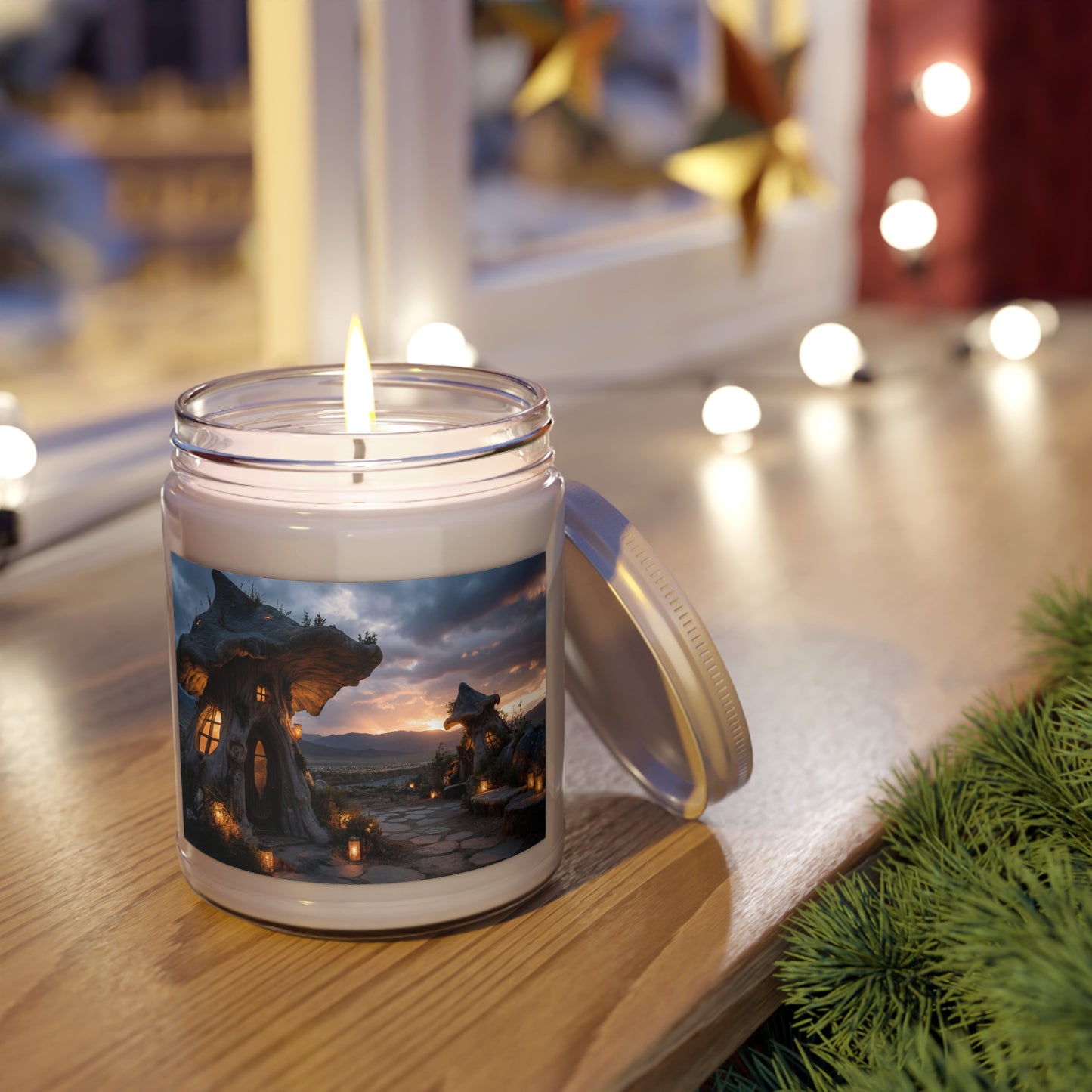 Whispering Mushroom Cottage Scented Soy Candles with White Lid, 9oz – Twilight Sanctuary