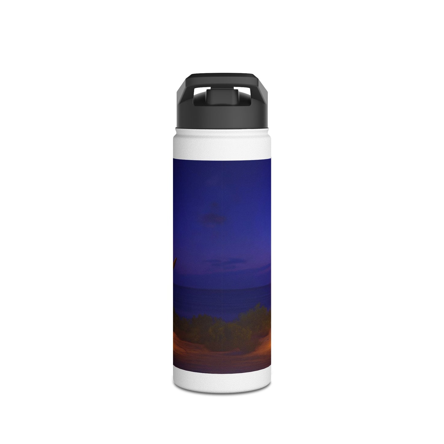 Luminous Phoenix Throne Water Bottle – Sunset Sanctuary with Rainbow Wings