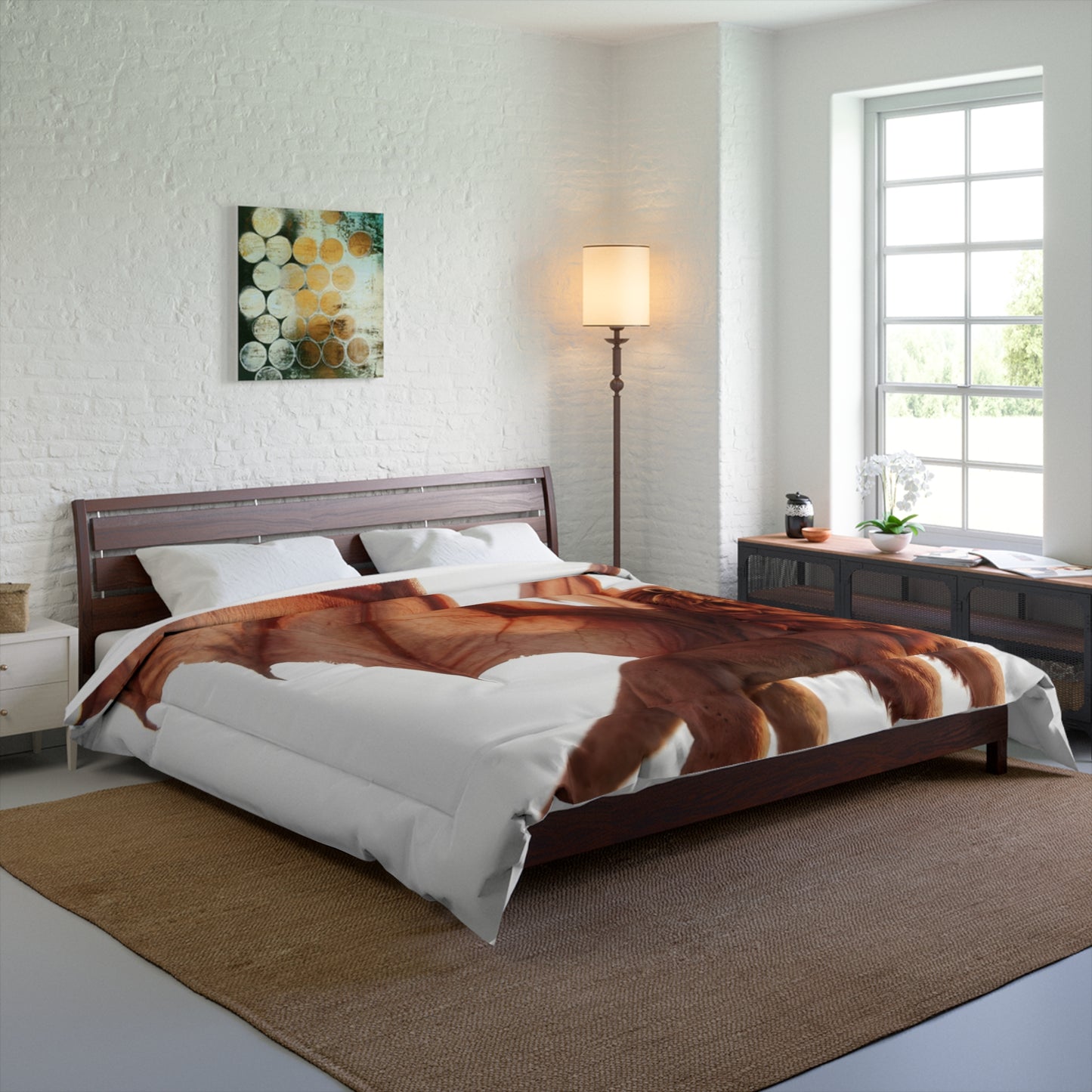 Winged Lion Comforter – Sunset Majesty on a Rocky Peak