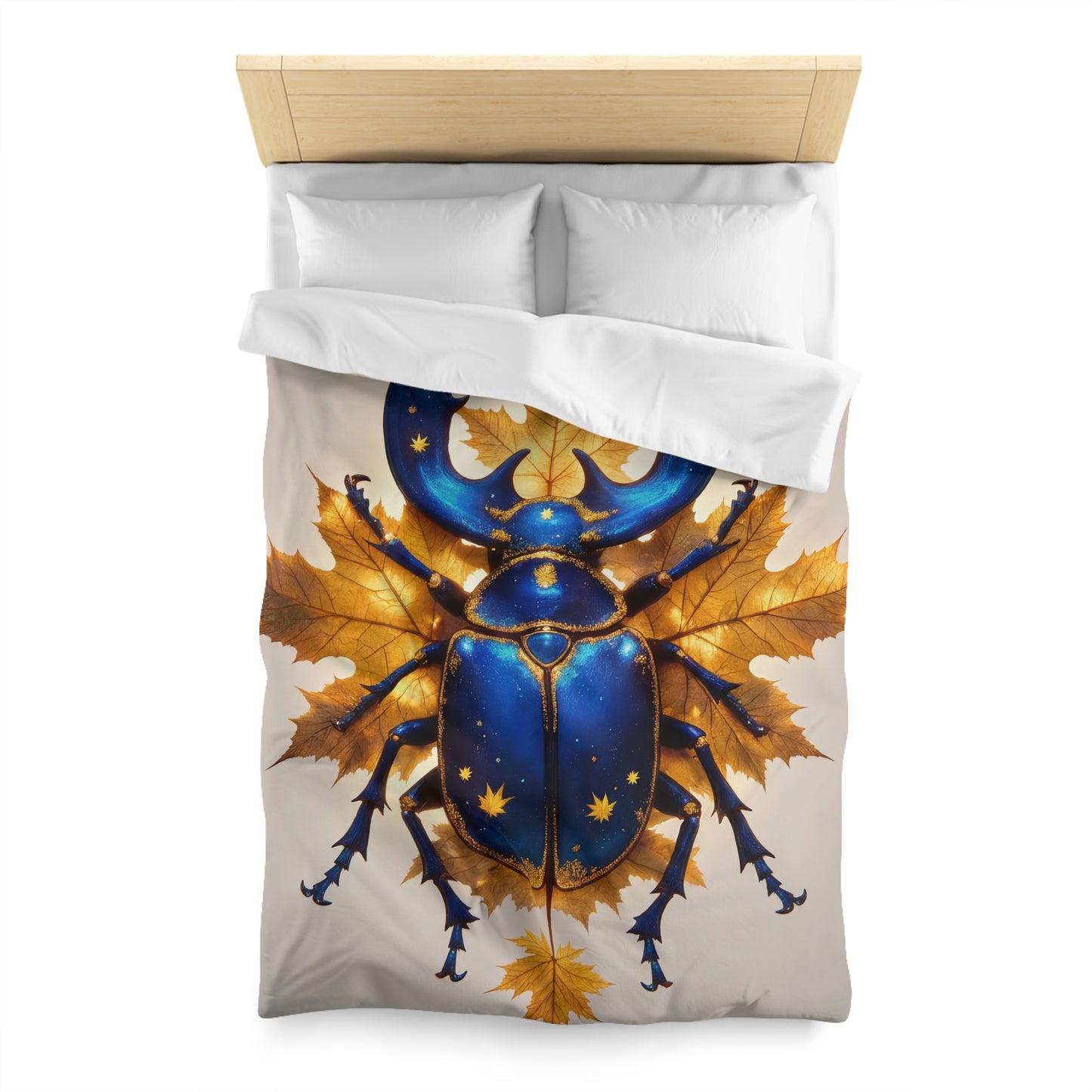 Celestial Beetle Microfiber Duvet Cover – Night Sky Amidst Autumn Leaves