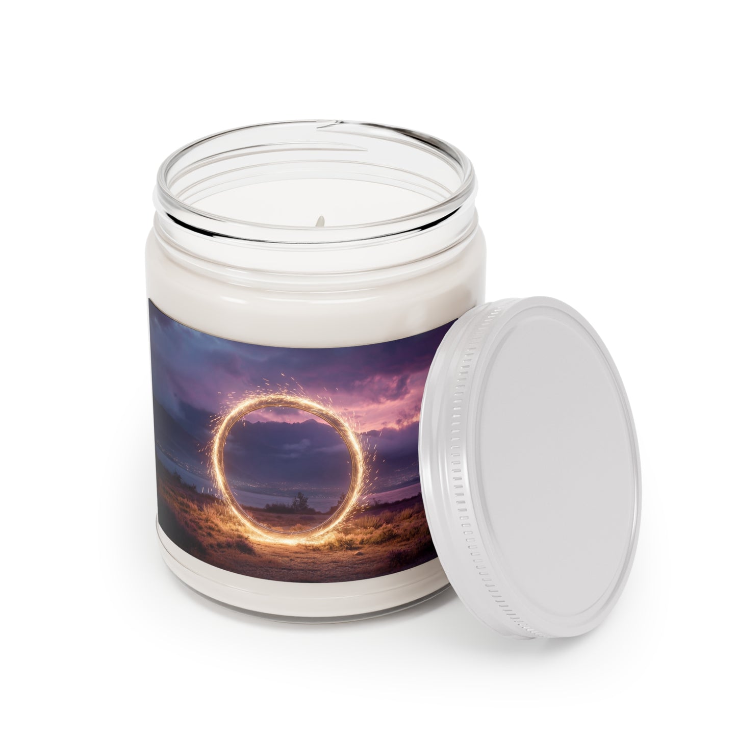 Celestial Vortex Scented Soy Candles with White Lid, 9oz – Indigo Cloud Dreamscape