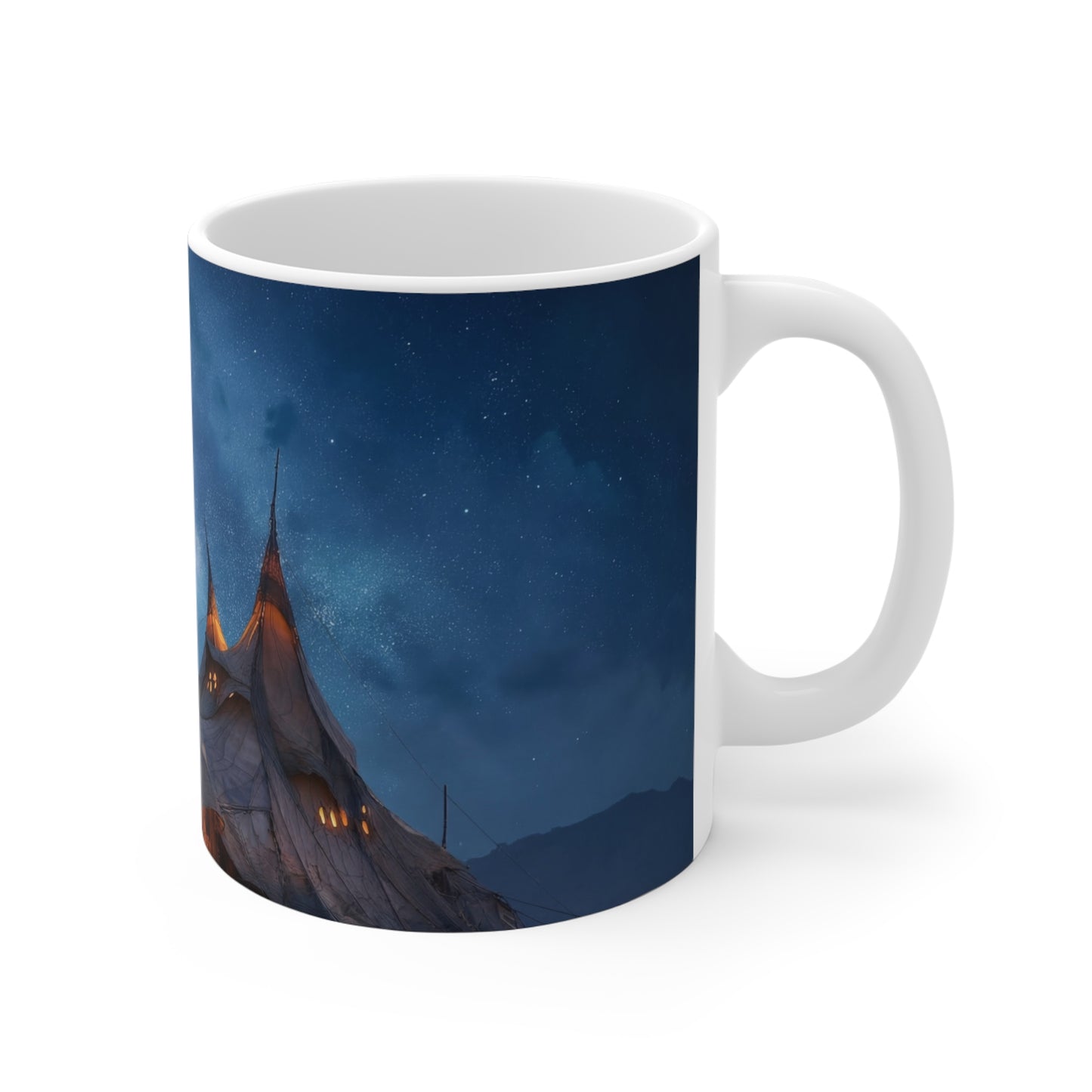 Starlit Nomad Tent Ceramic Mugs (11oz\15oz\20oz) – Milky Way Over Desert Hearth