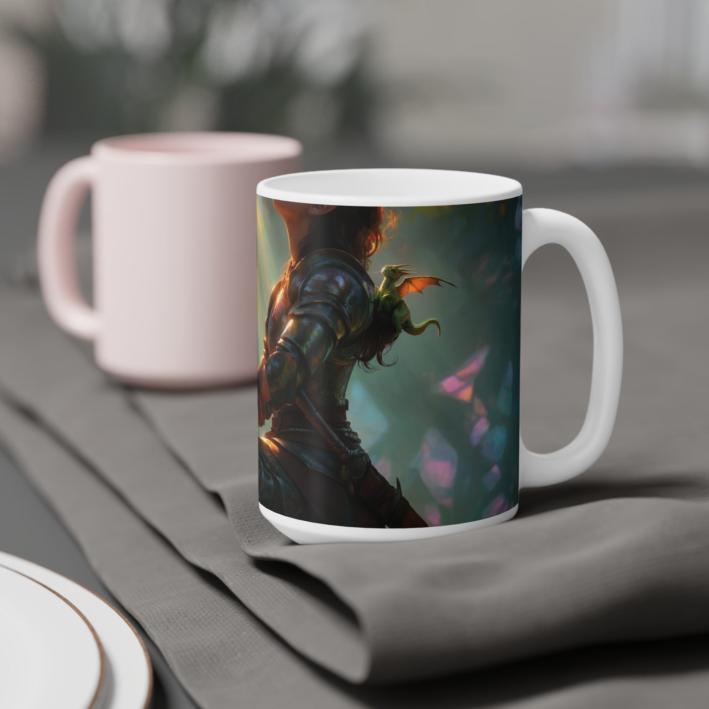 Sunlit Sentinel Ceramic Mugs (11oz\15oz\20oz) – Guardian of the Crystal Grove