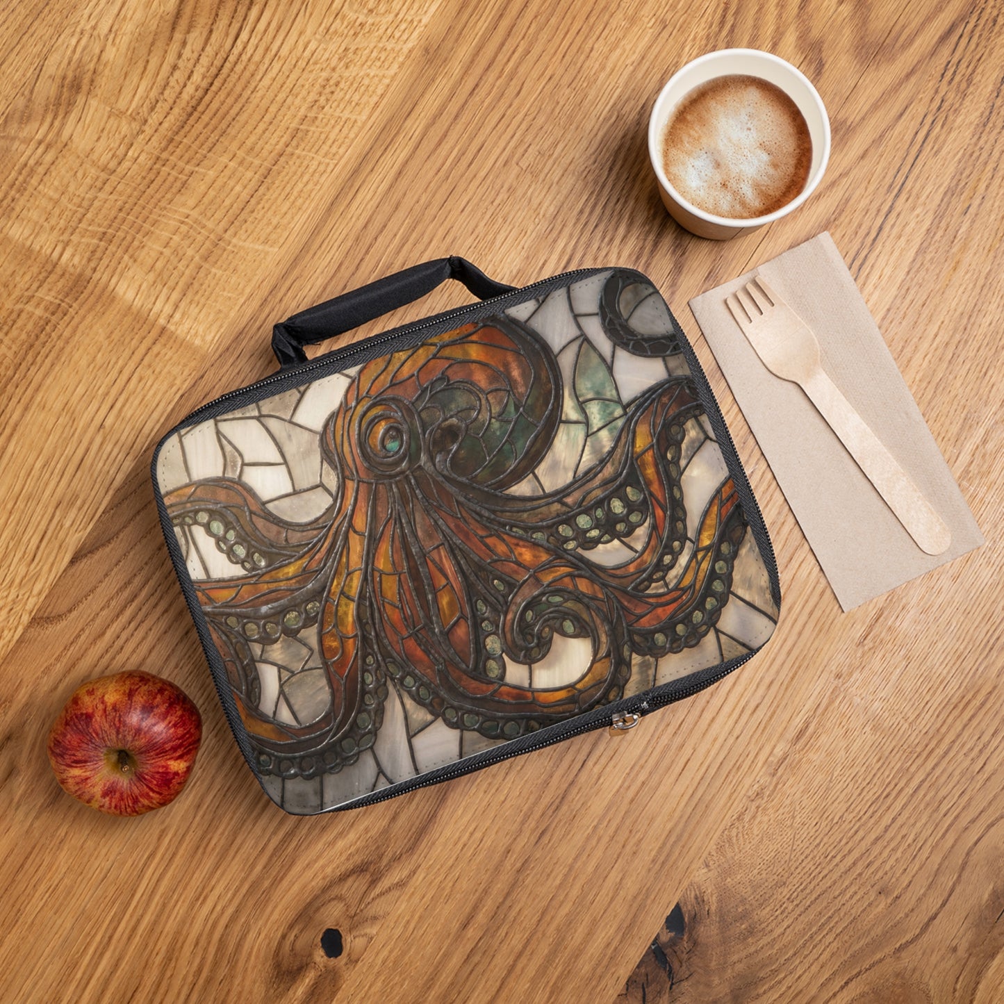 Stained Glass Octopus Lunch Bag – Amber Depths & Gothic Whimsy