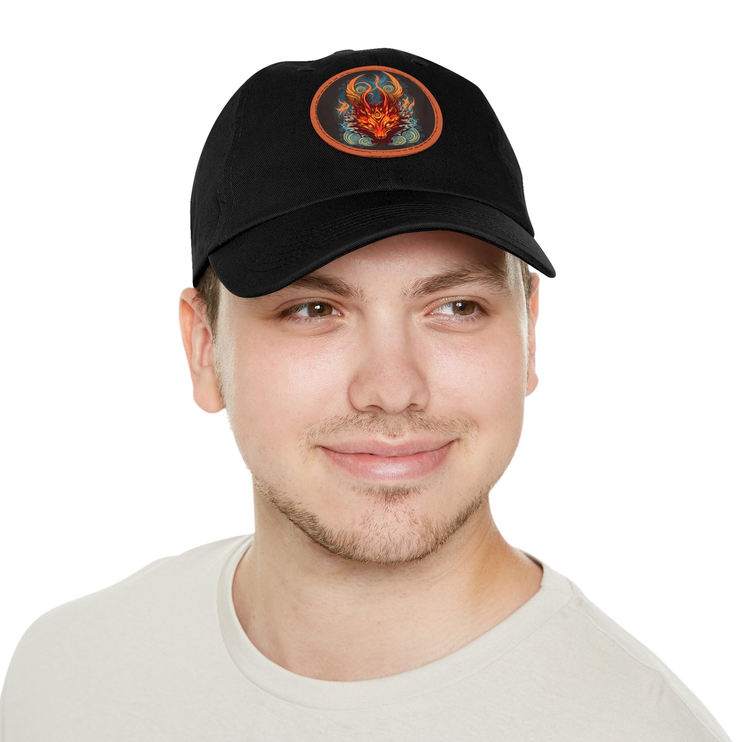 tshirt design, nine-tailed fox - Dad Hat with Leather Patch (Round)