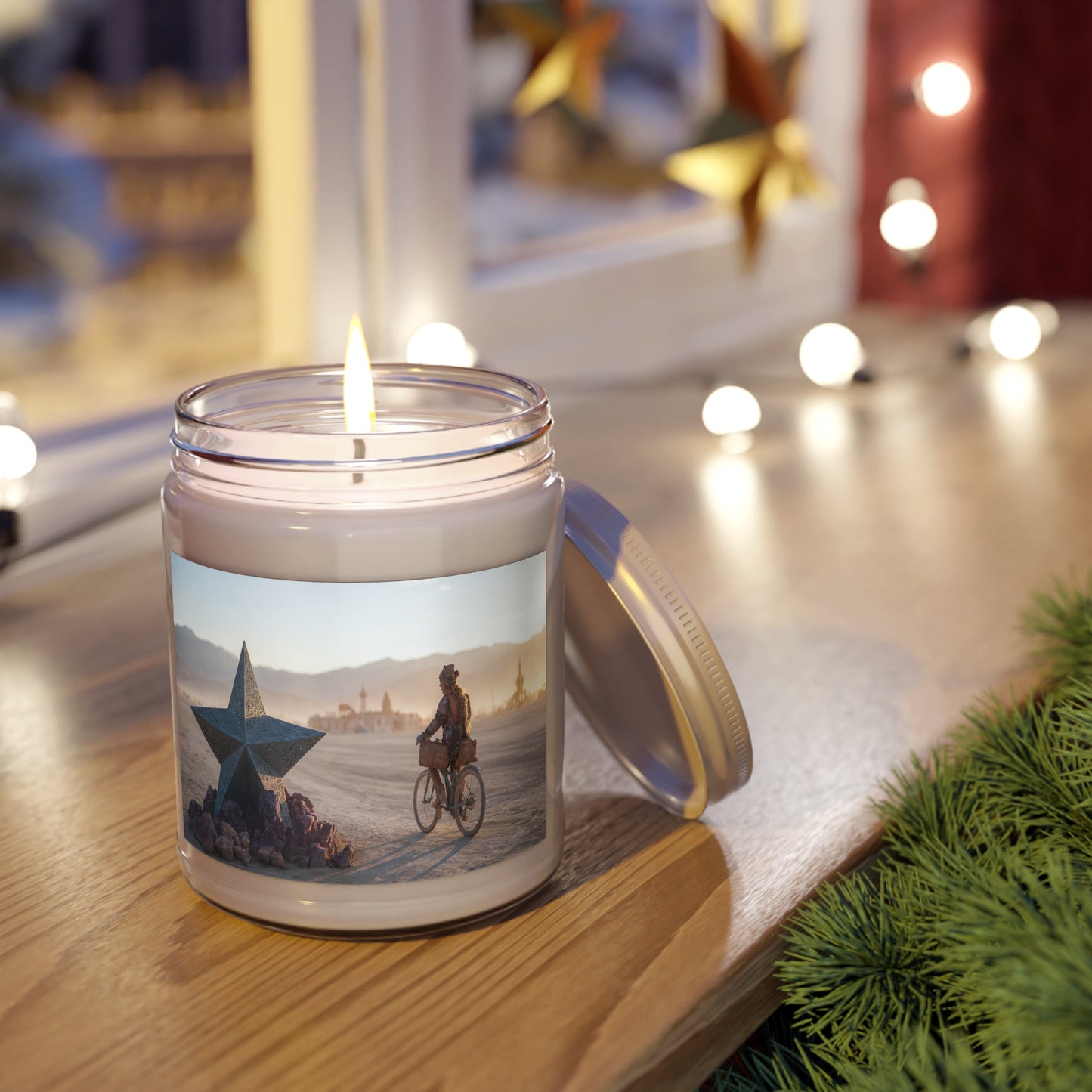Desert Star Cyclist Scented Soy Candles with White Lid, 9oz – Golden Hour Wanderer