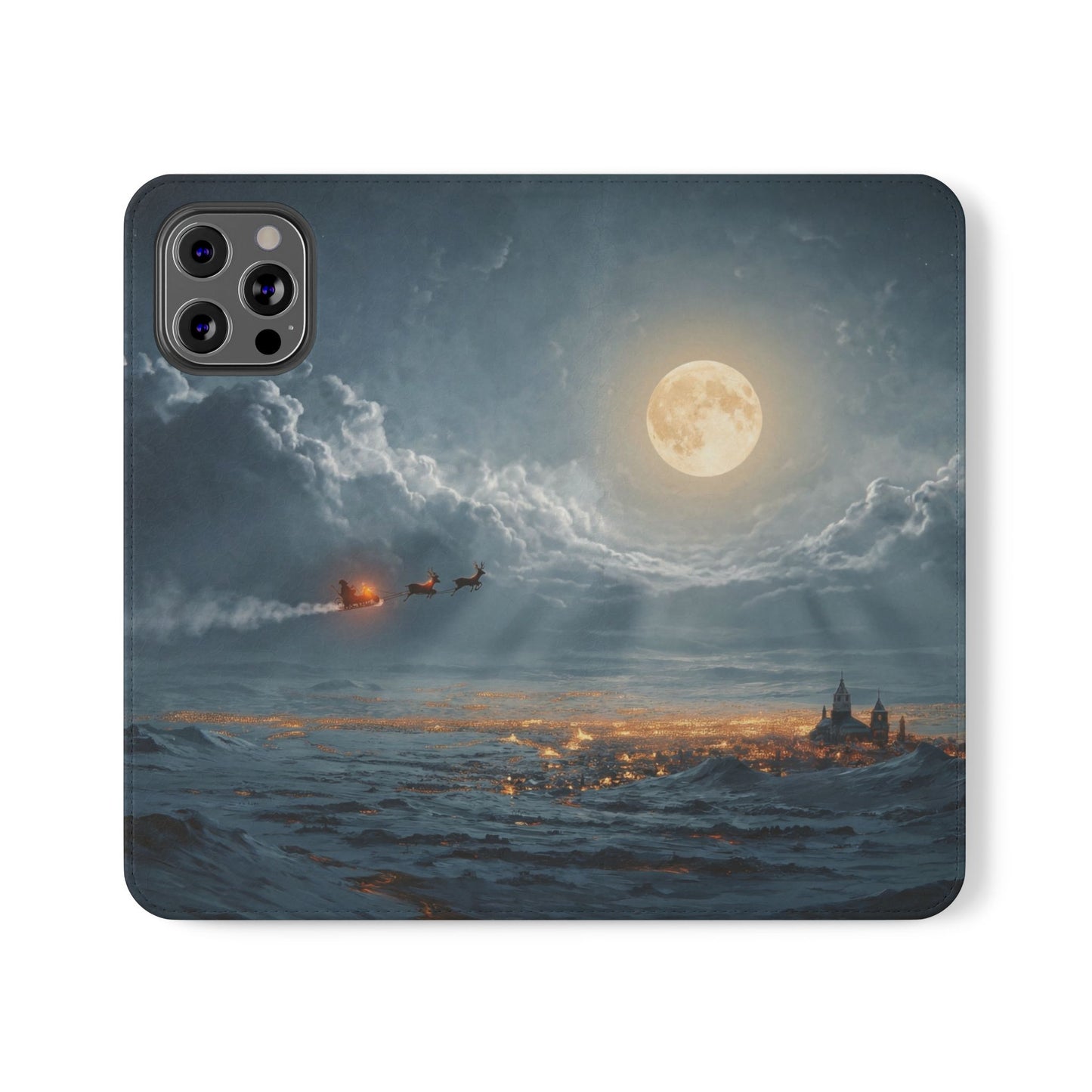Moonlit Sleigh Flip Cases – Northern Lights Winter Journey