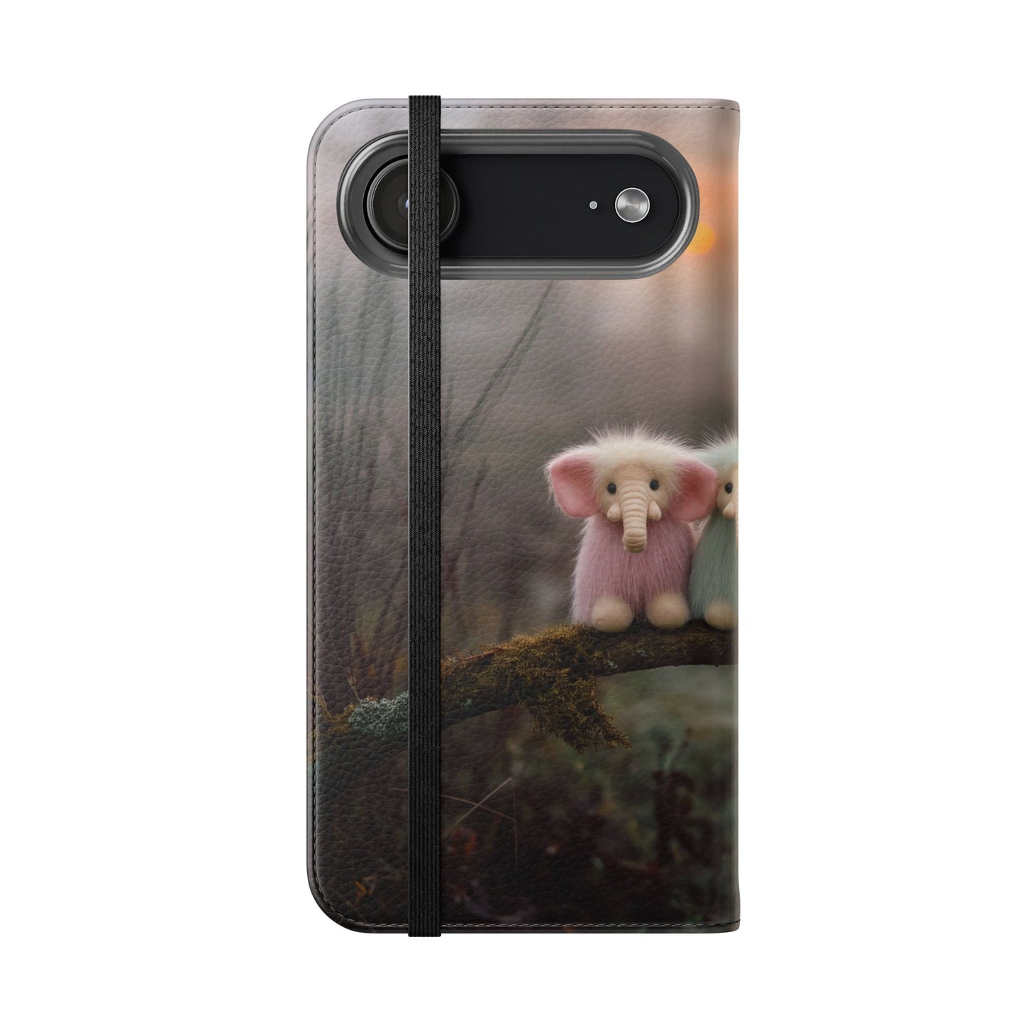Mossy Branch Elephants Flip Cases – Pastel Fluff Guardians