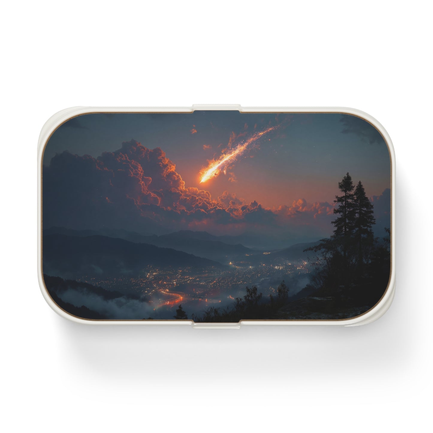 Comet Fall Bento Lunch Box – Meteor Sky Over Misty Valley