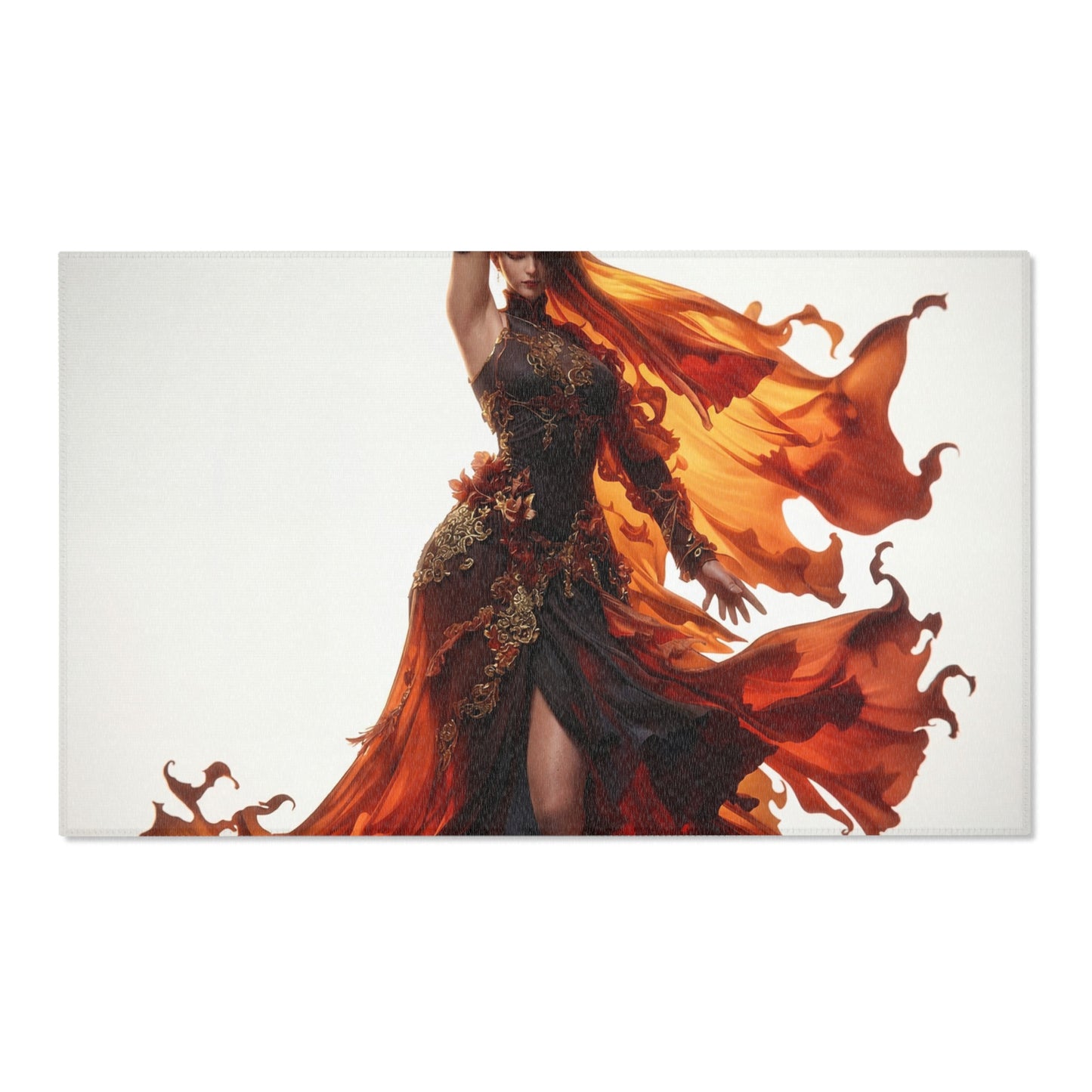 Phoenix Dancer Area Rug – Crimson Ember Waltz