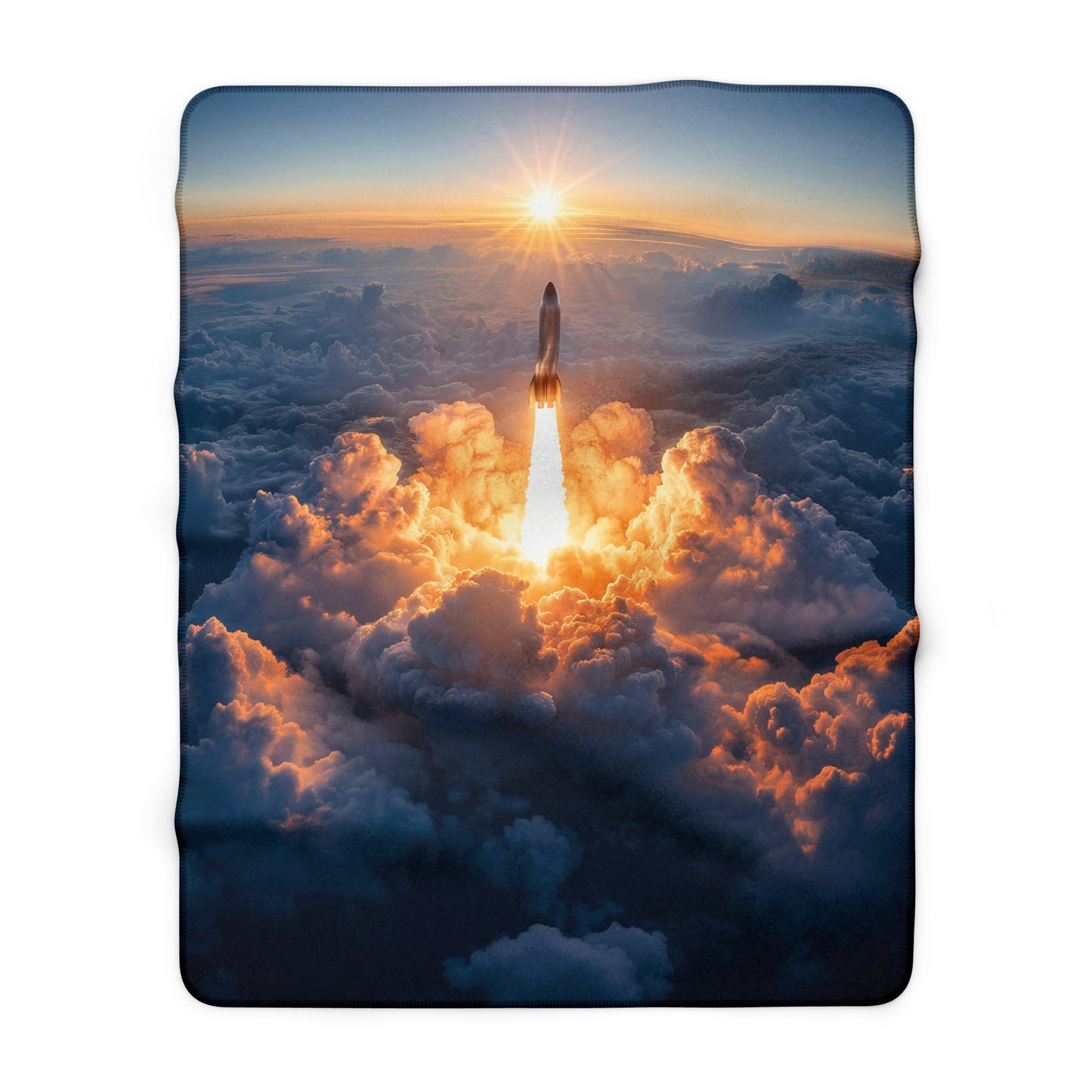 Solar Ascent Sherpa Fleece Blanket – Golden Dawn Rocket Launch Wrap