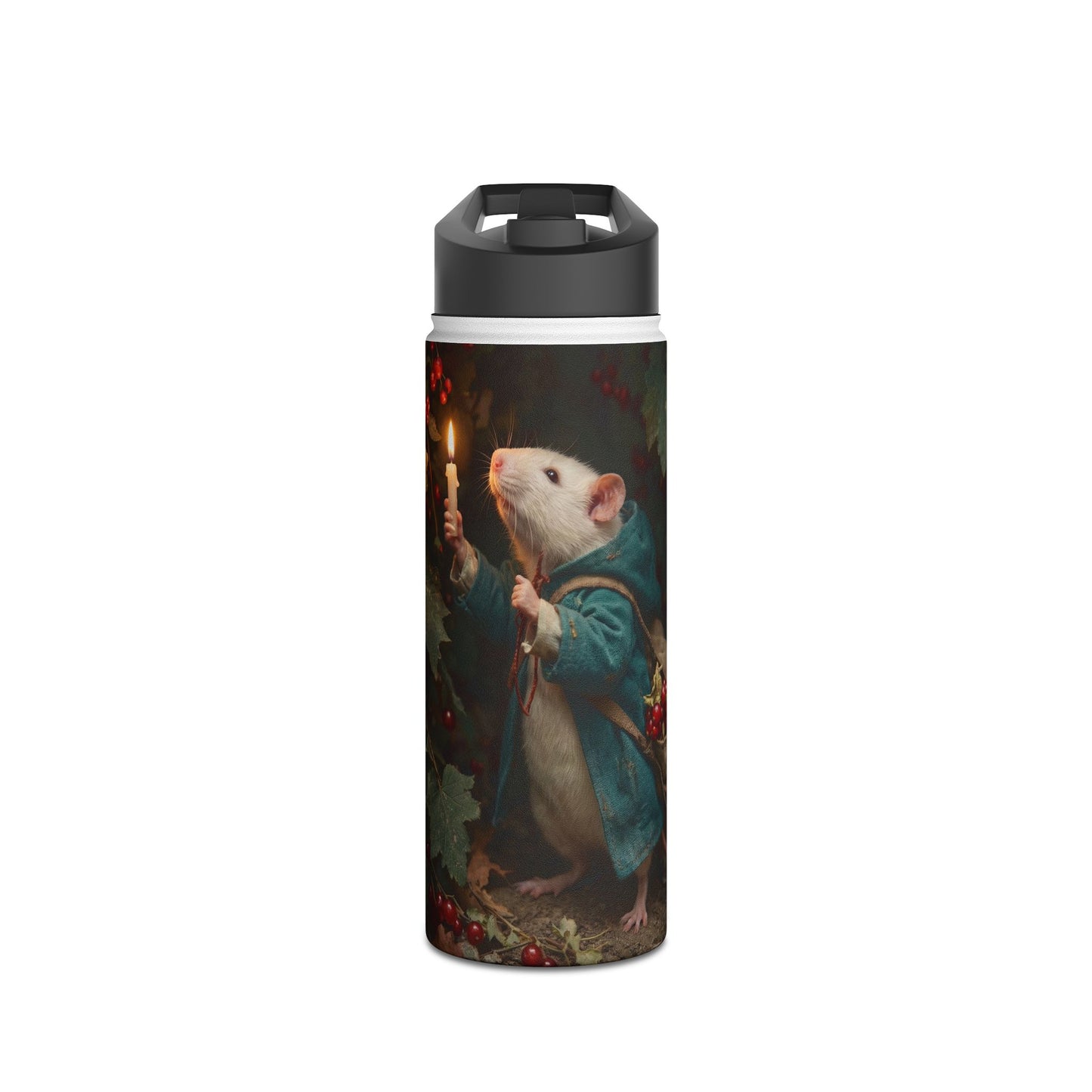 Candlelit Forager Mouse Stainless Steel Water Bottle, Standard Lid – Autumn’s Secret Harvest