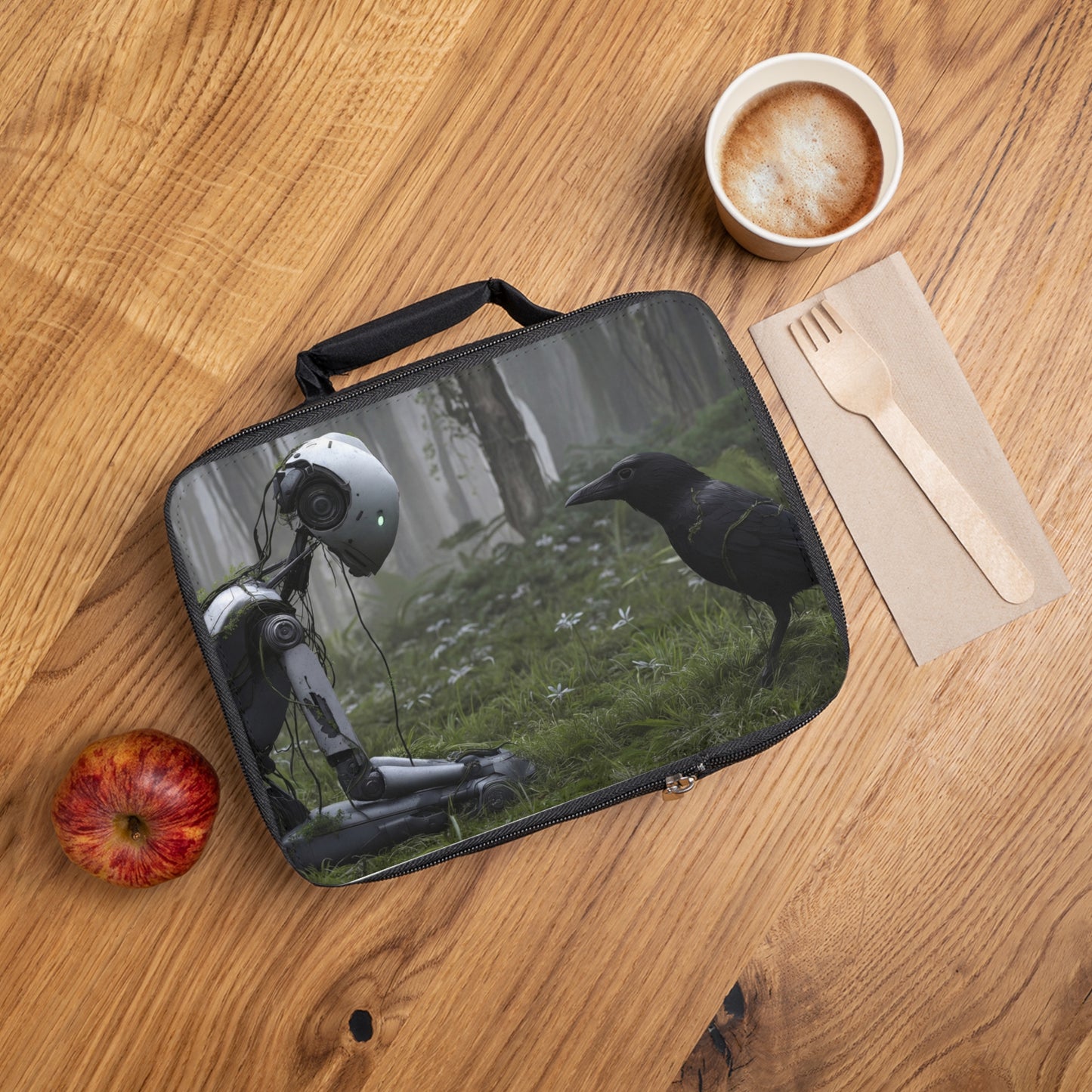 Forgotten Botanist Robot Lunch Bag – Moss-Entwined Dialogue in the Mist