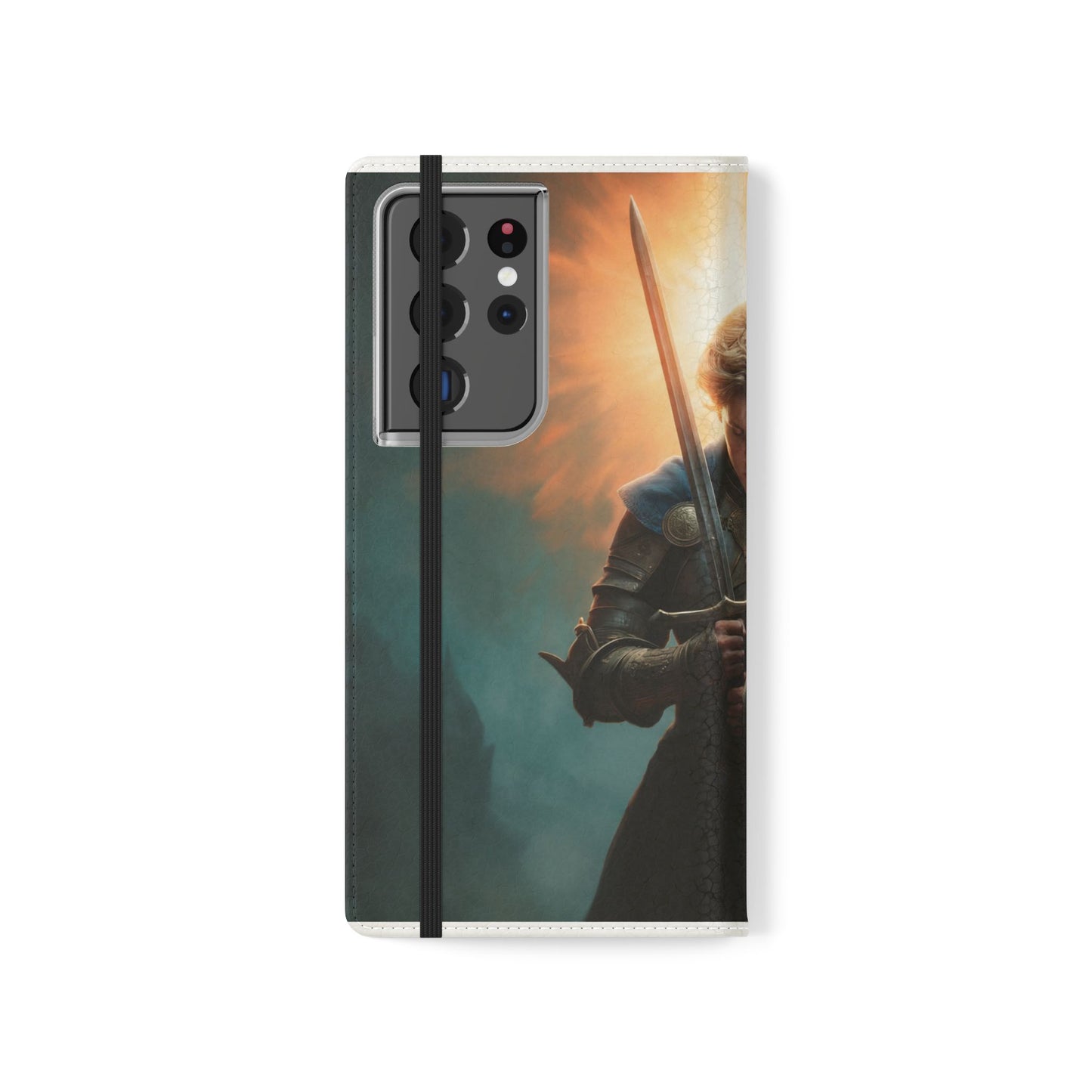 Dawn-Forged Knight Flip Cases – Radiant Armor Against Misty Skies