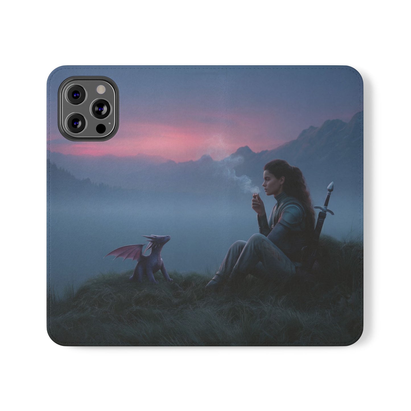 Silent Guardian Flip Cases – Misty Dawn Warrior and Dragon Companion
