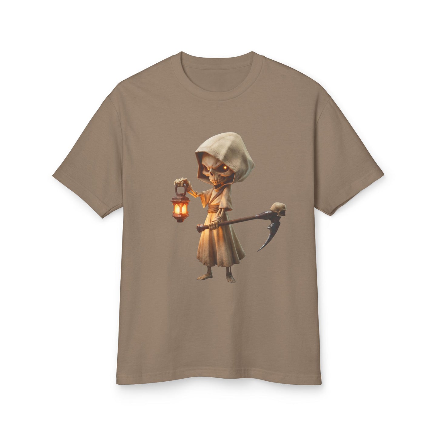 Lantern-Wielding Skeleton Hoodie Tee – Charming Grim Reaper Cotton Shirt
