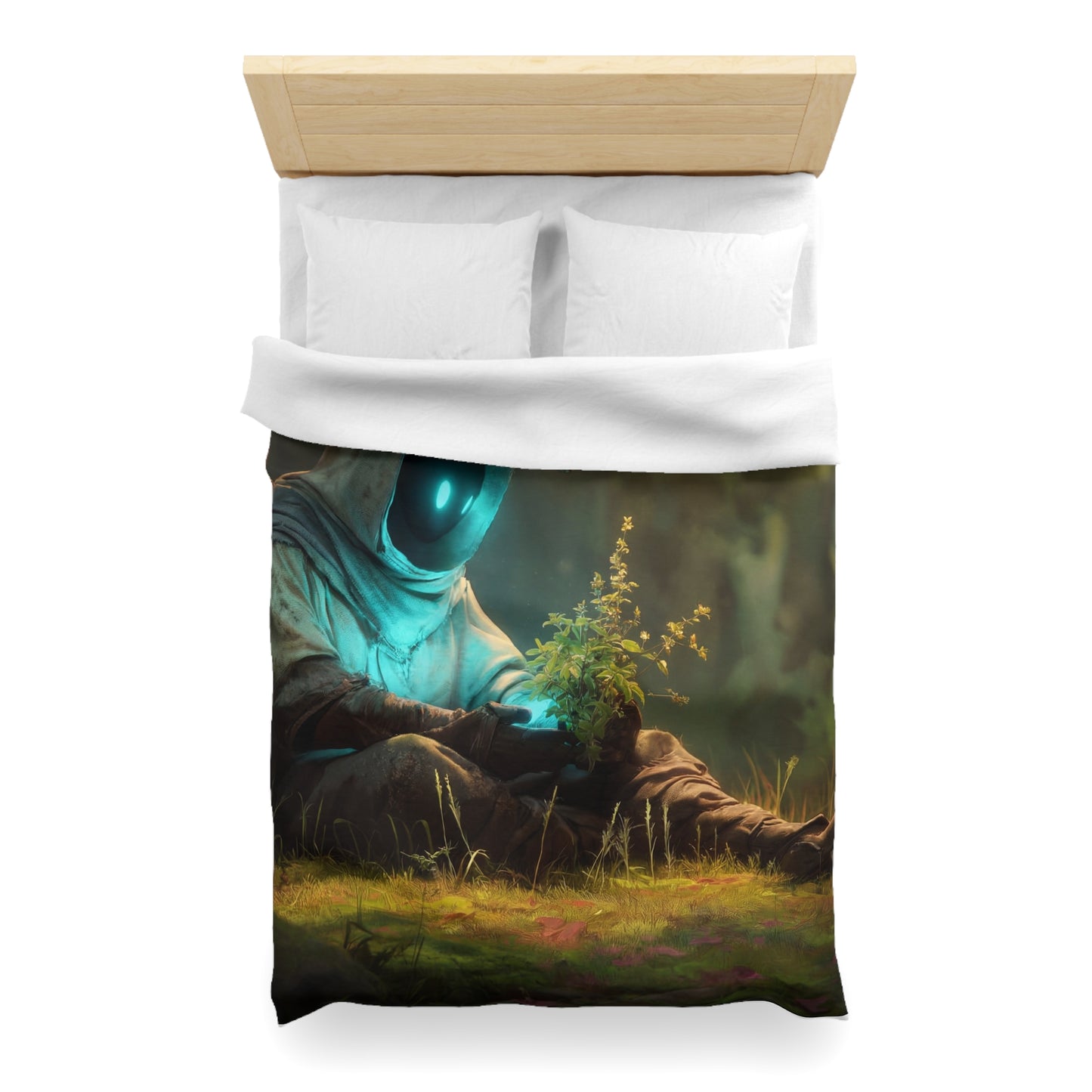 Forest Sentinel Microfiber Duvet Cover – Glowing Eye in the Twilight Grove