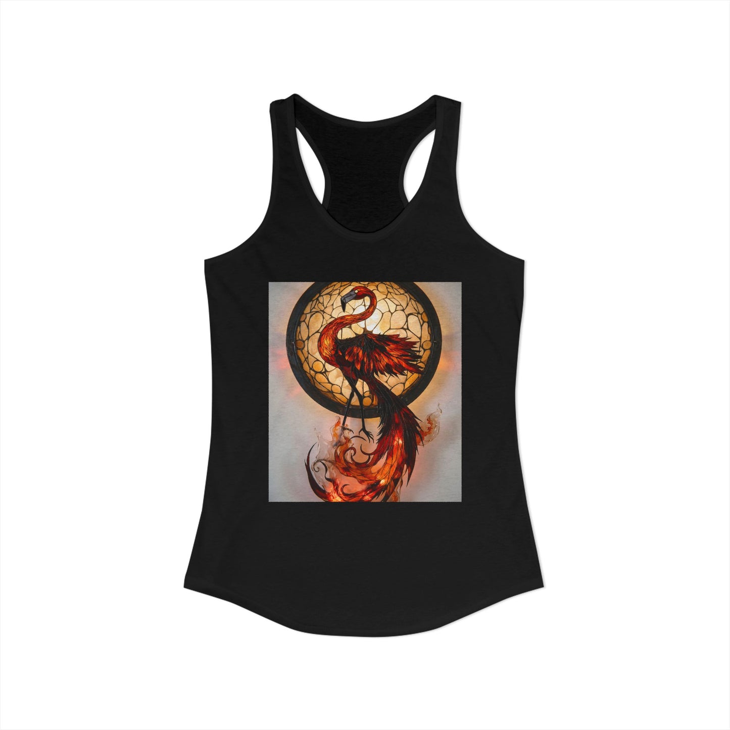 Stained Glass Phoenix Tank – Amber Flame Racerback Top