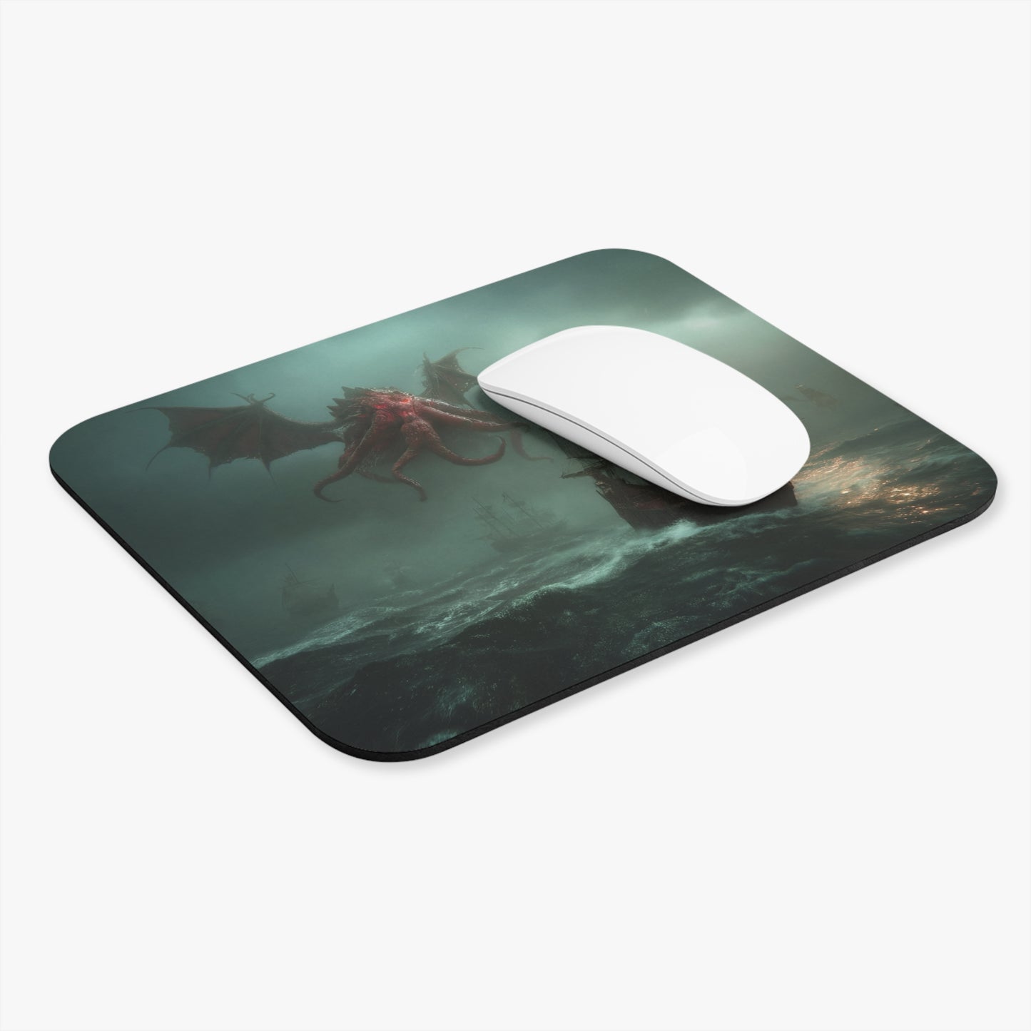 Leviathan’s Roar Mouse Pad – Storm-Swept Seascape with Winged Horror