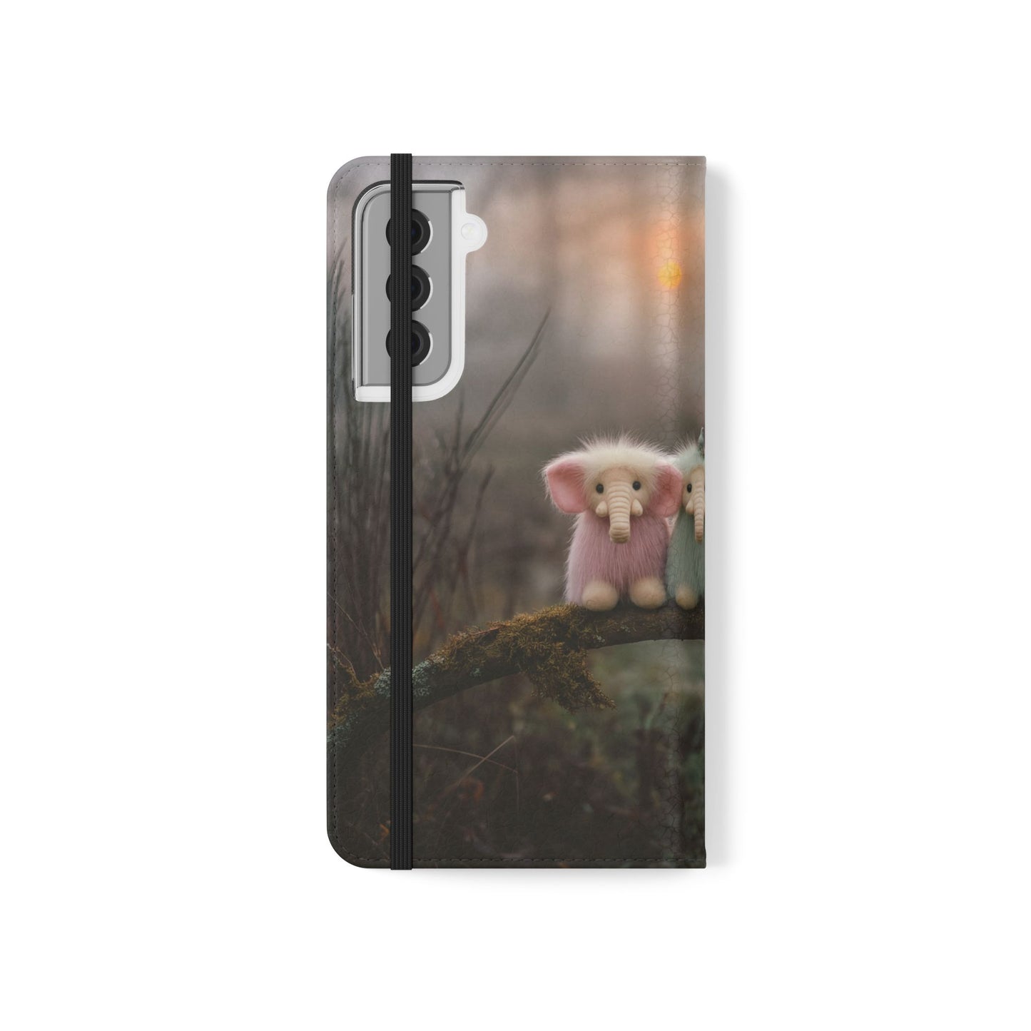 Mossy Branch Elephants Flip Cases – Pastel Fluff Guardians