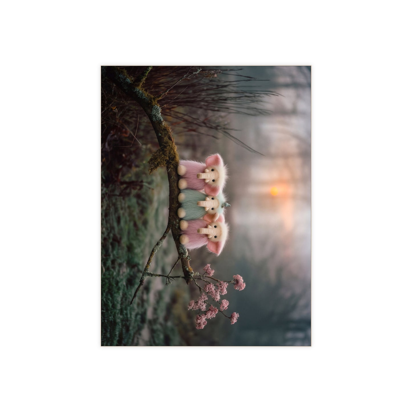 Three Furry Elephant Friends Ceramic Photo Tile – Sunset Grove Whispers