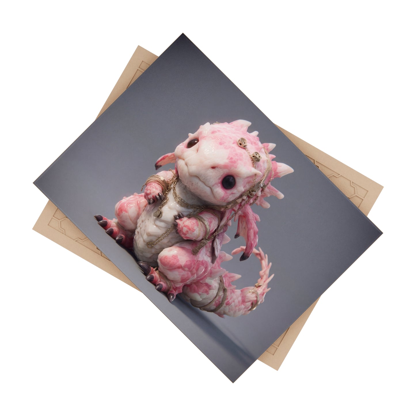 Pink Petal Dragon Ceramic Photo Tile – Regal Guardian of Soft Twilight