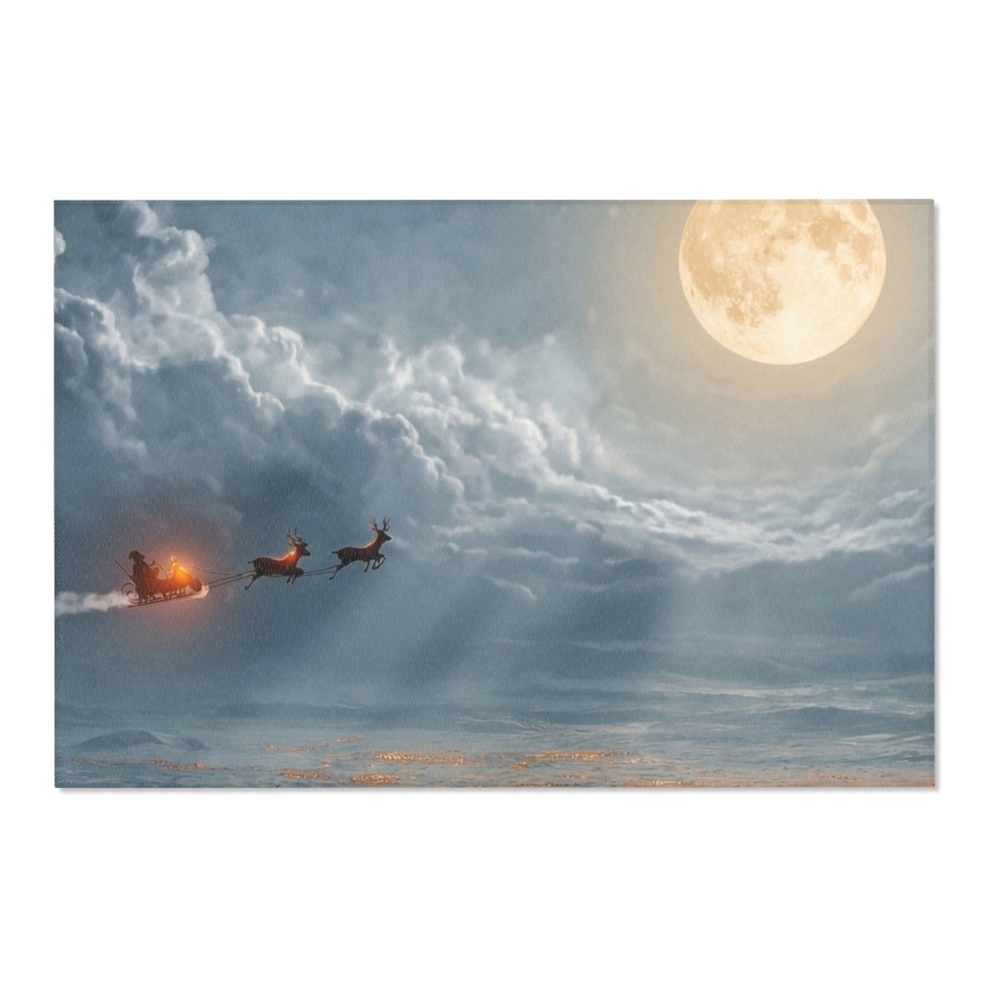 Midnight Sleigh Ride Area Rug – Frostbound City Beneath the Full Moon