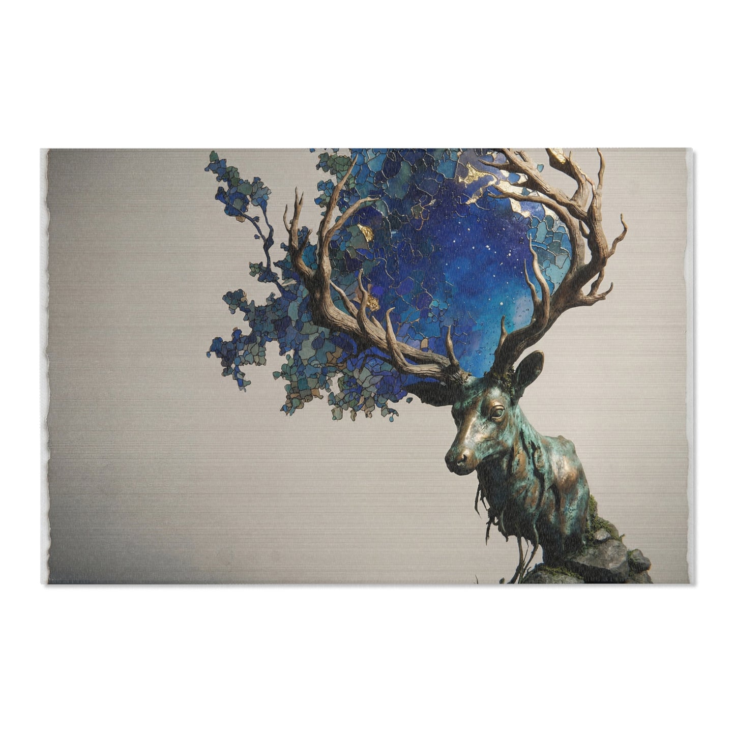Celestial Stag Area Rug – Starlit Antlers and Twilight Waterscape