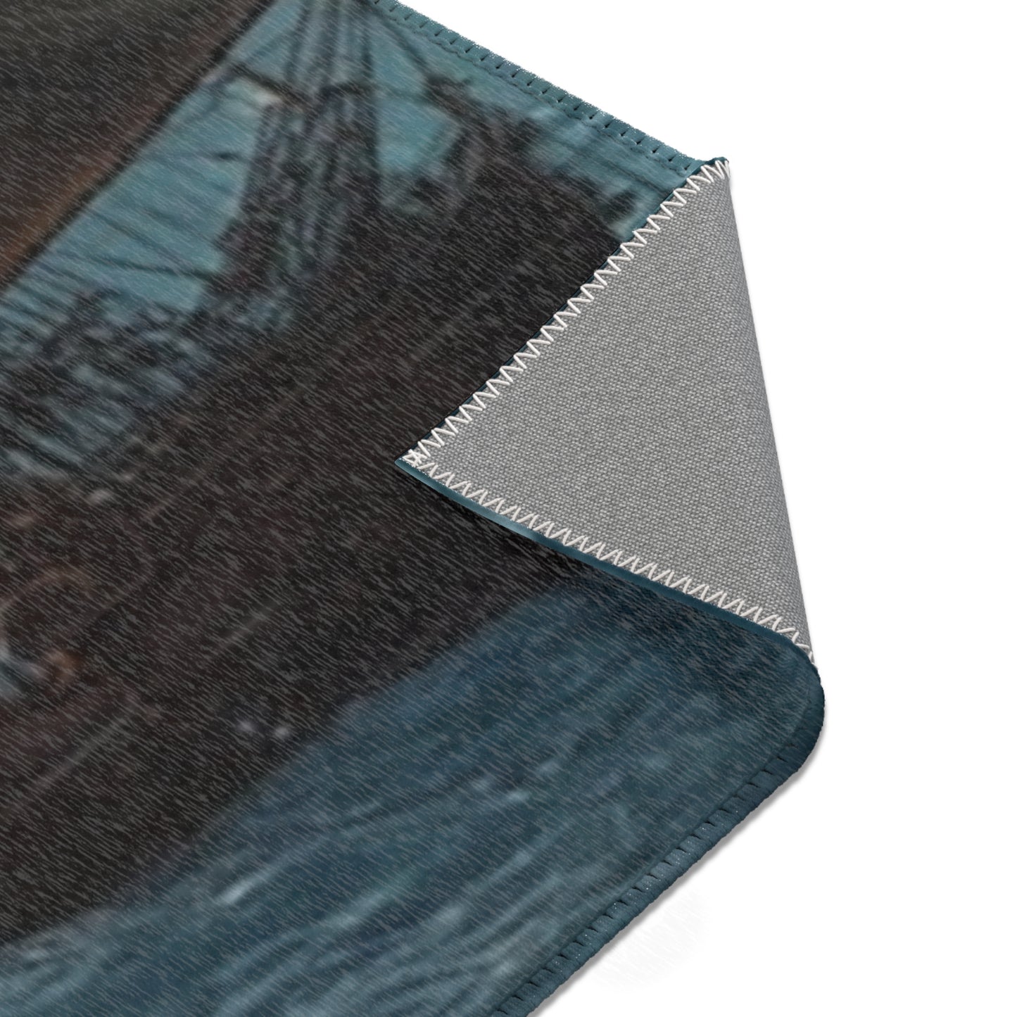 Storm-Sailed Ship in Bottle Area Rug – Captured Gale on Pebbled Shore