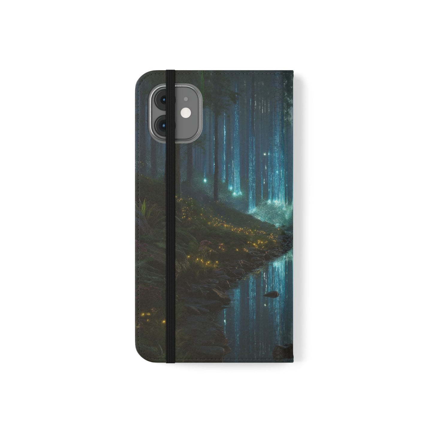 Bioluminescent Forest Flip Cases – Cyan Lightfall Stream Cover
