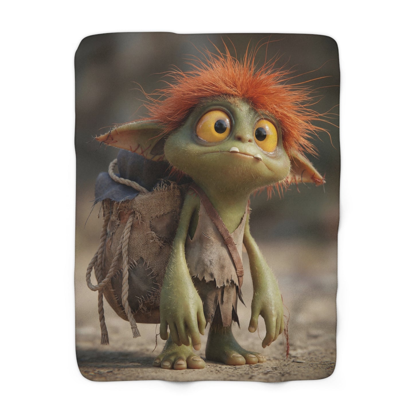 Tiny Goblin Explorer Sherpa Fleece Blanket – Dusty Path Wanderer