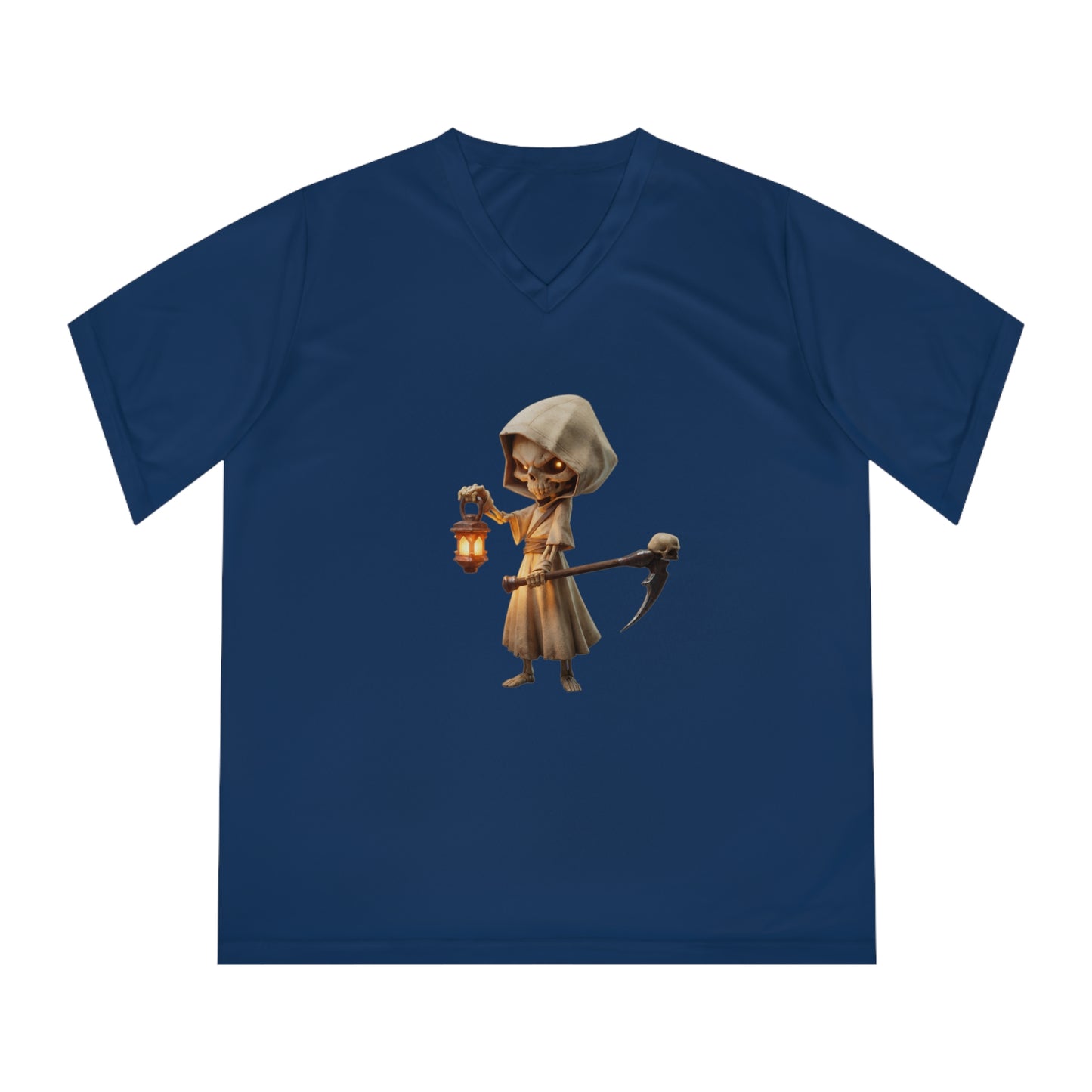 Lantern Guardian Women's Performance V-Neck T-Shirt – Bone Sentinel with Gilded Flame