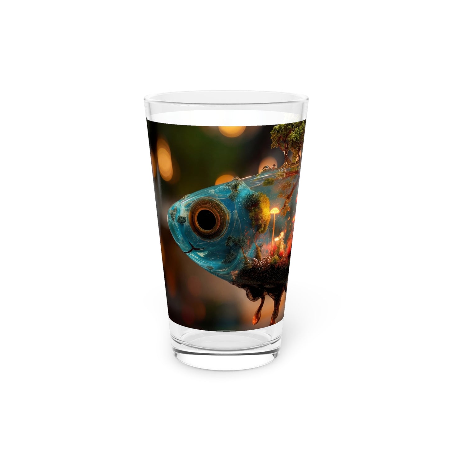 Forest Within Fish Pint Glass – Bioluminescent Aquatic Sanctuary