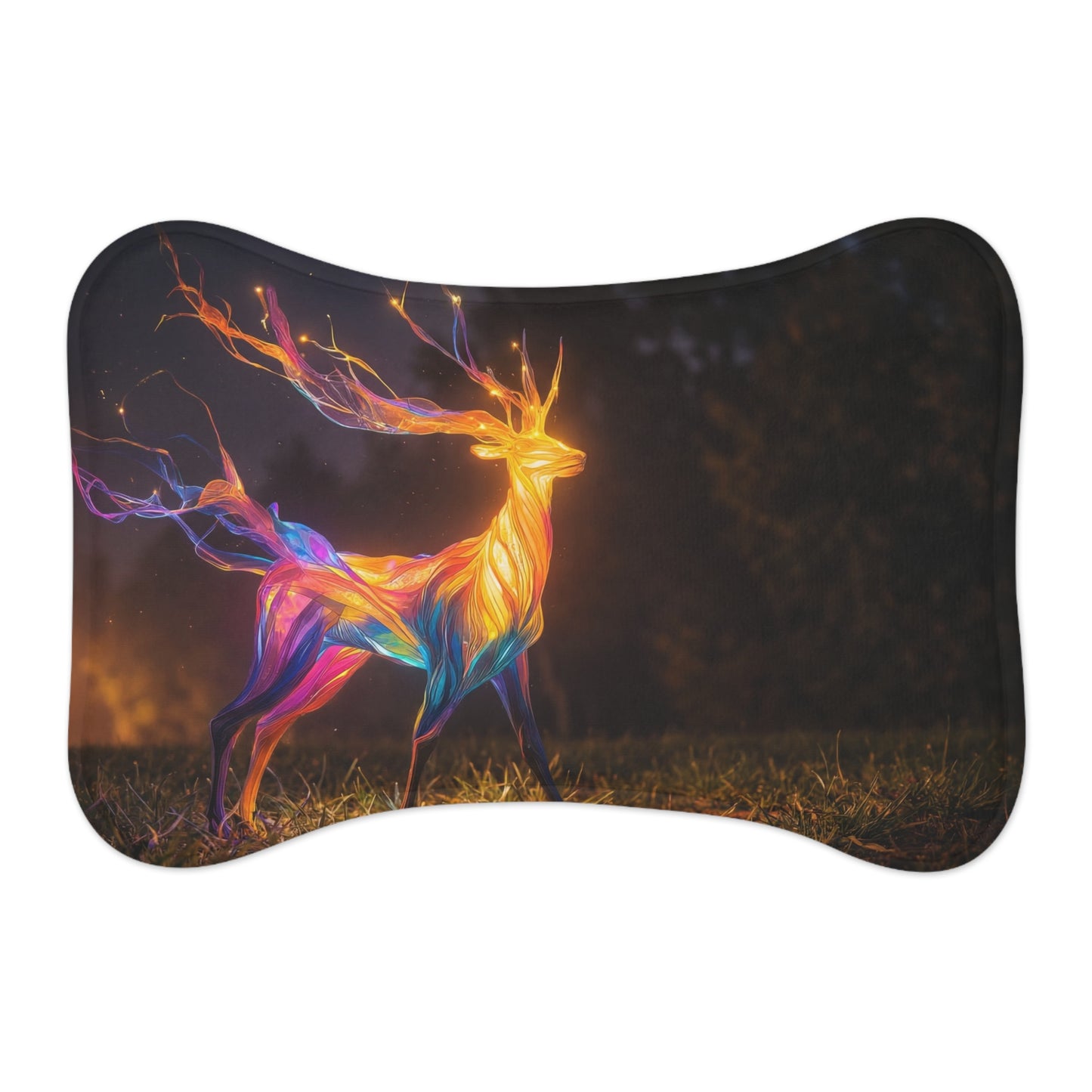 Chromatic Stag Pet Feeding Mats – Electric Forest Glow