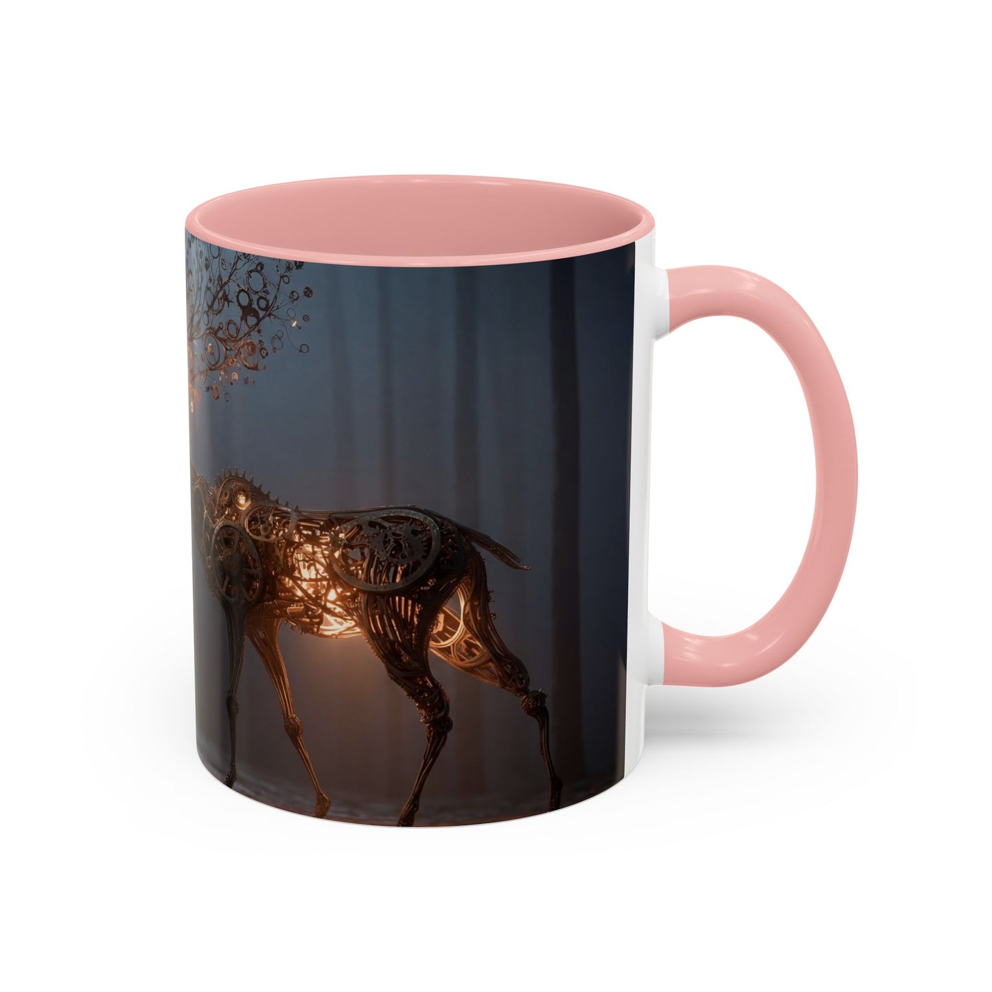 Clockwork Stag Accent Coffee Mug (11, 15oz) – Luminescent Forest Mechanism