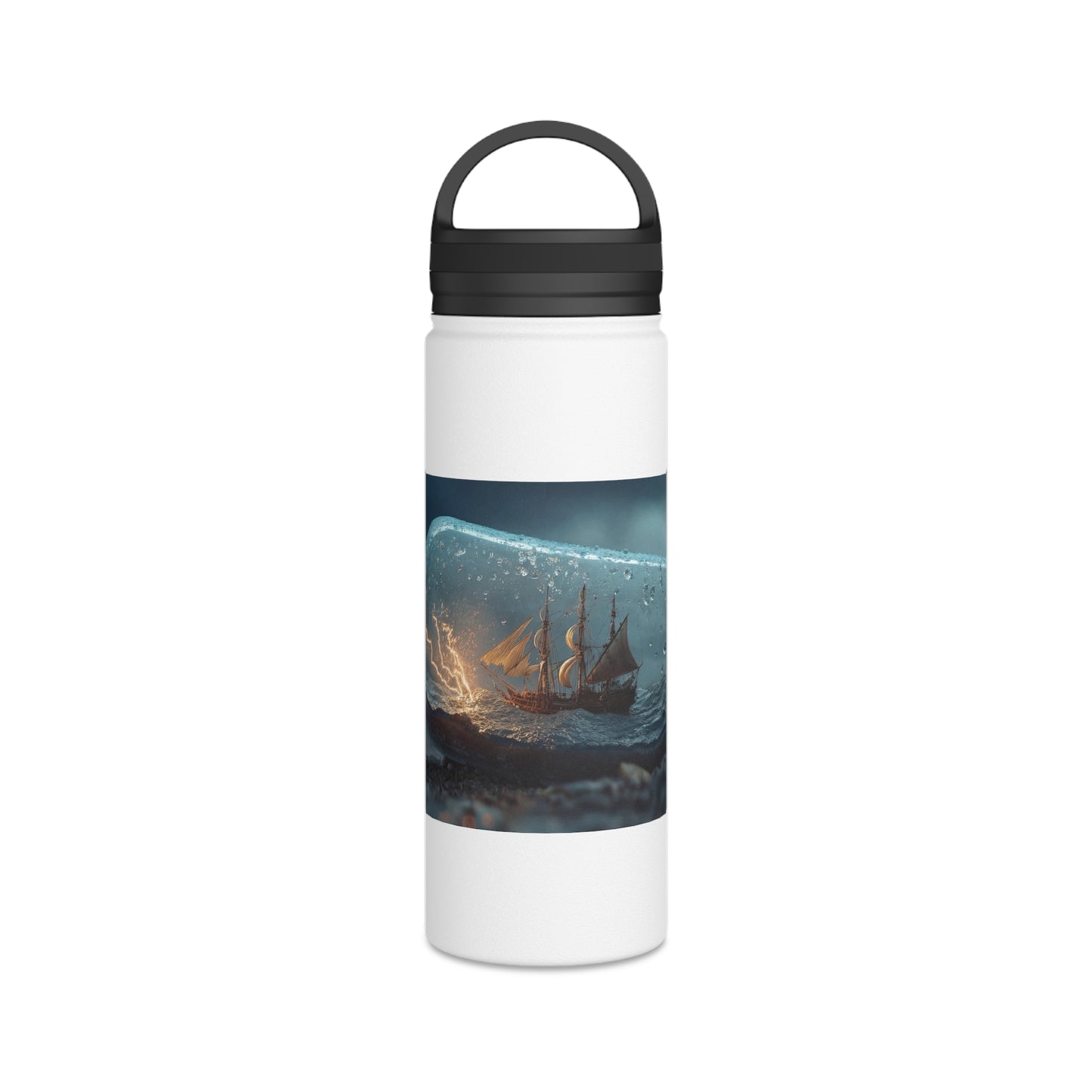 Stormbound Galleon Water Bottle – Handle Lid – Sea in a Bottle Dreamscape